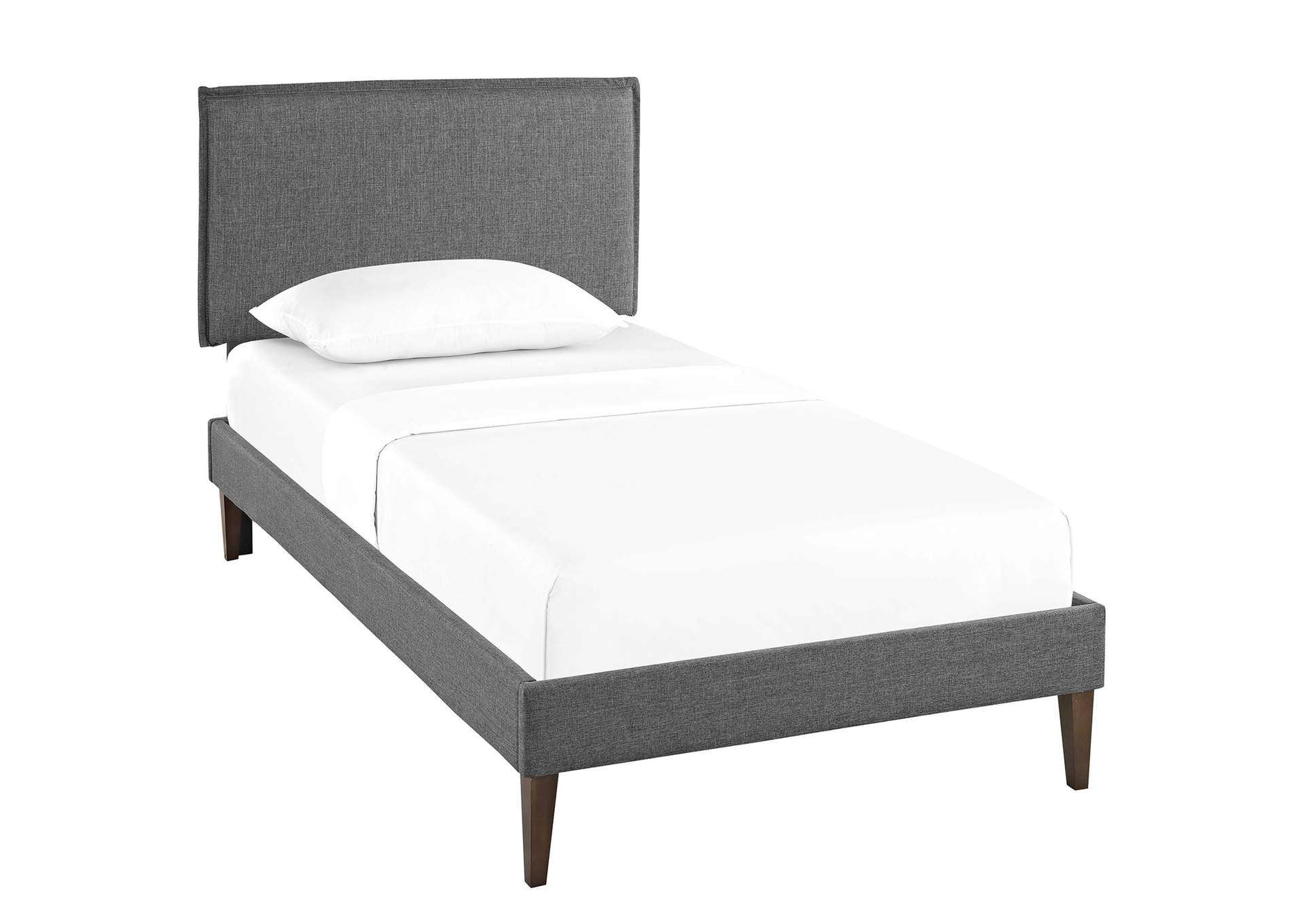 Gray Amaris Platform Twin Bed - Fabric with Squared Tapered Legs,Modway