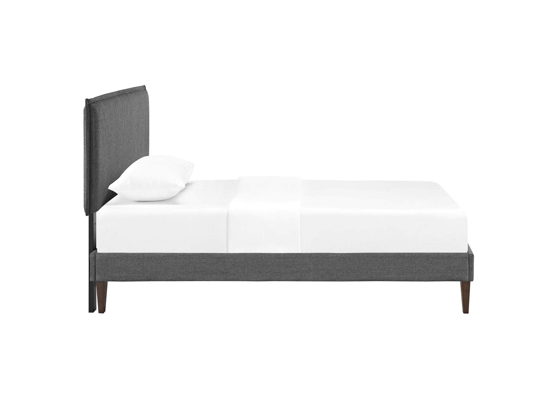 Gray Amaris Platform Twin Bed - Fabric with Squared Tapered Legs,Modway