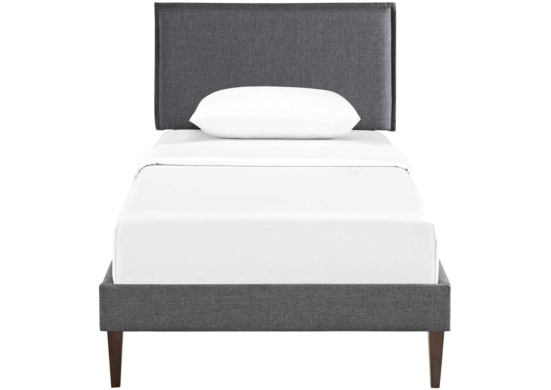 Gray Amaris Platform Twin Bed - Fabric with Squared Tapered Legs,Modway