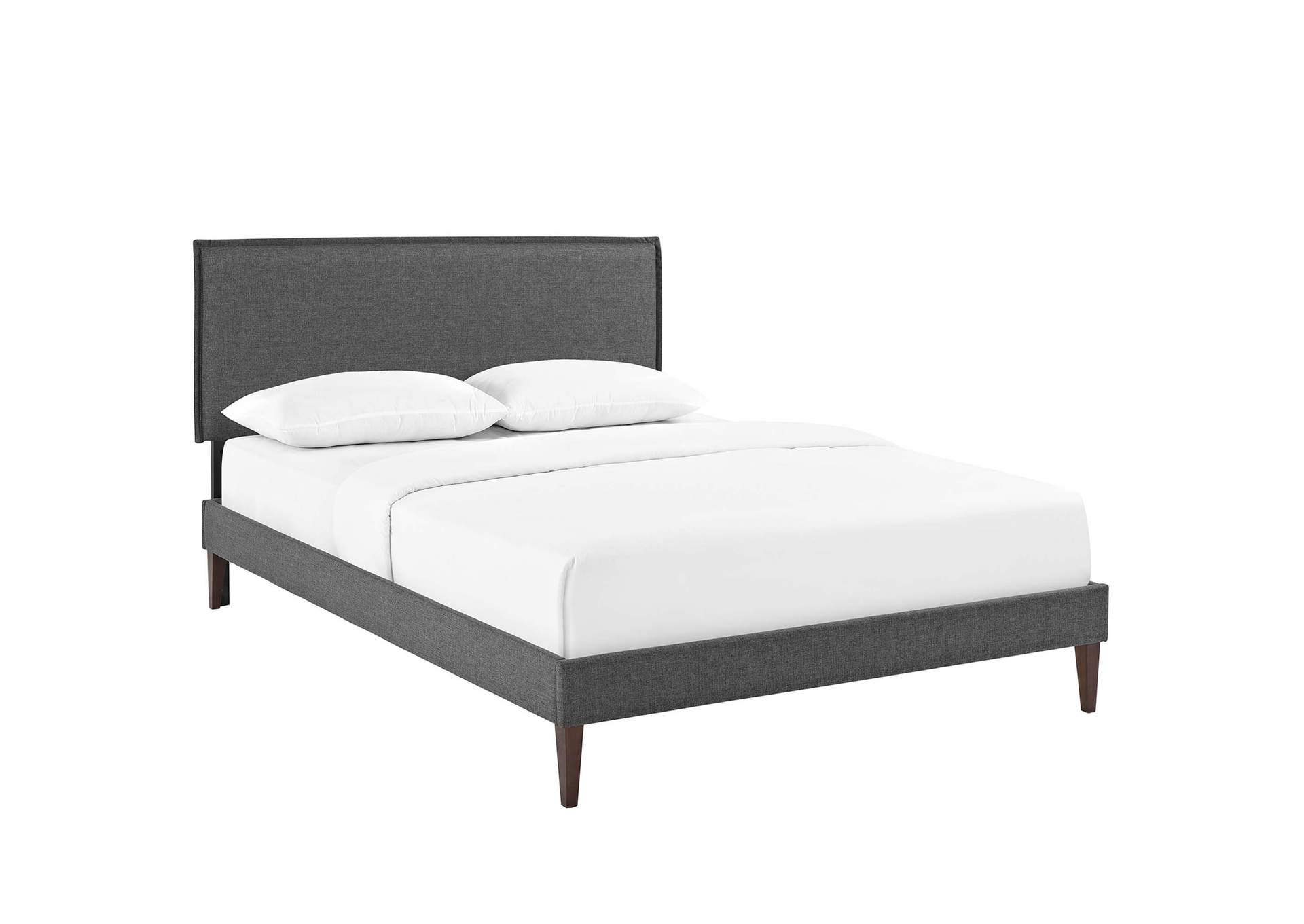 Gray Amaris Platform Full Bed - Fabric with Squared Tapered Legs,Modway