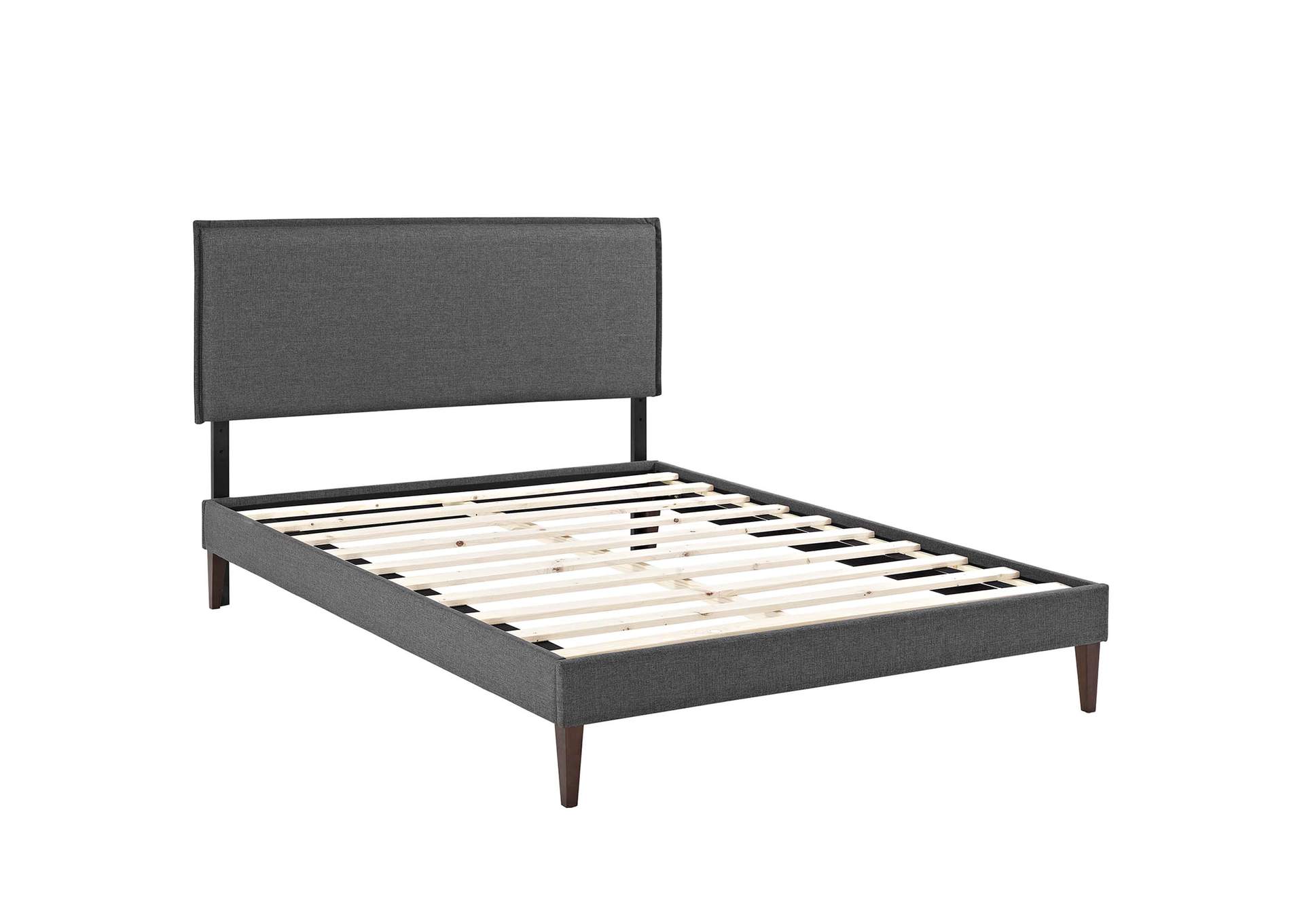 Gray Amaris Platform Full Bed - Fabric with Squared Tapered Legs,Modway