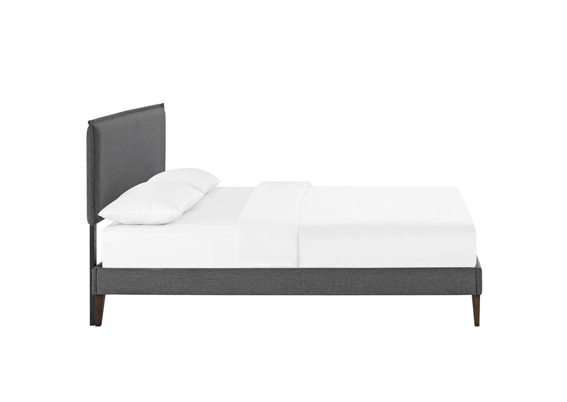 Gray Amaris Platform Full Bed - Fabric with Squared Tapered Legs,Modway