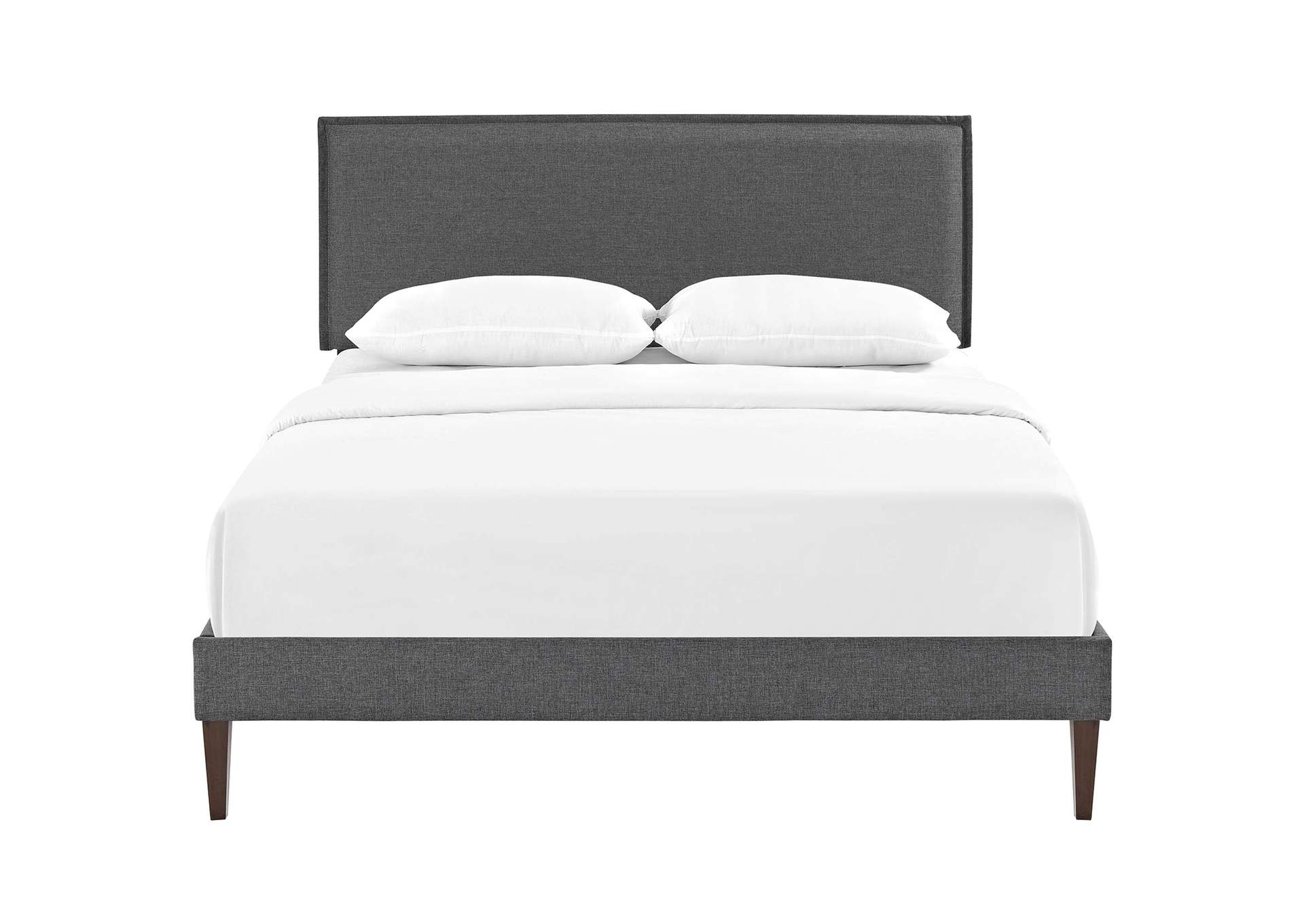 Gray Amaris Platform Full Bed - Fabric with Squared Tapered Legs,Modway