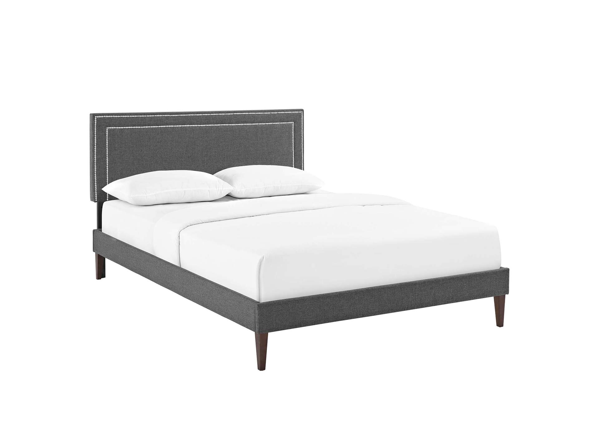 Gray Virginia Platform Full Bed - Fabric with Squared Tapered Legs,Modway