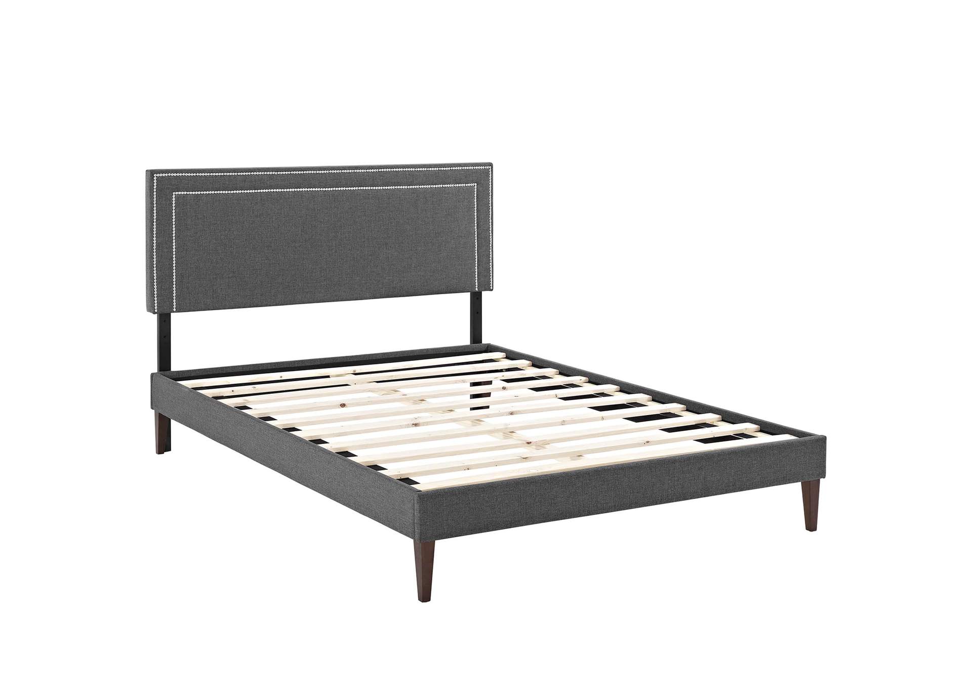 Gray Virginia Platform Full Bed - Fabric with Squared Tapered Legs,Modway