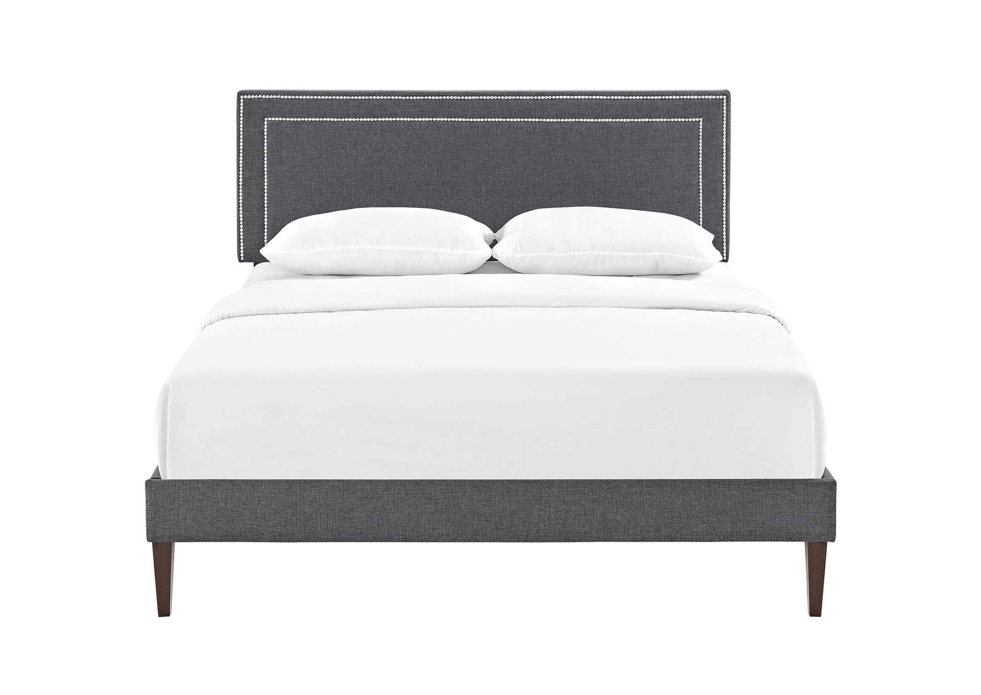 Gray Virginia Platform Full Bed - Fabric with Squared Tapered Legs,Modway