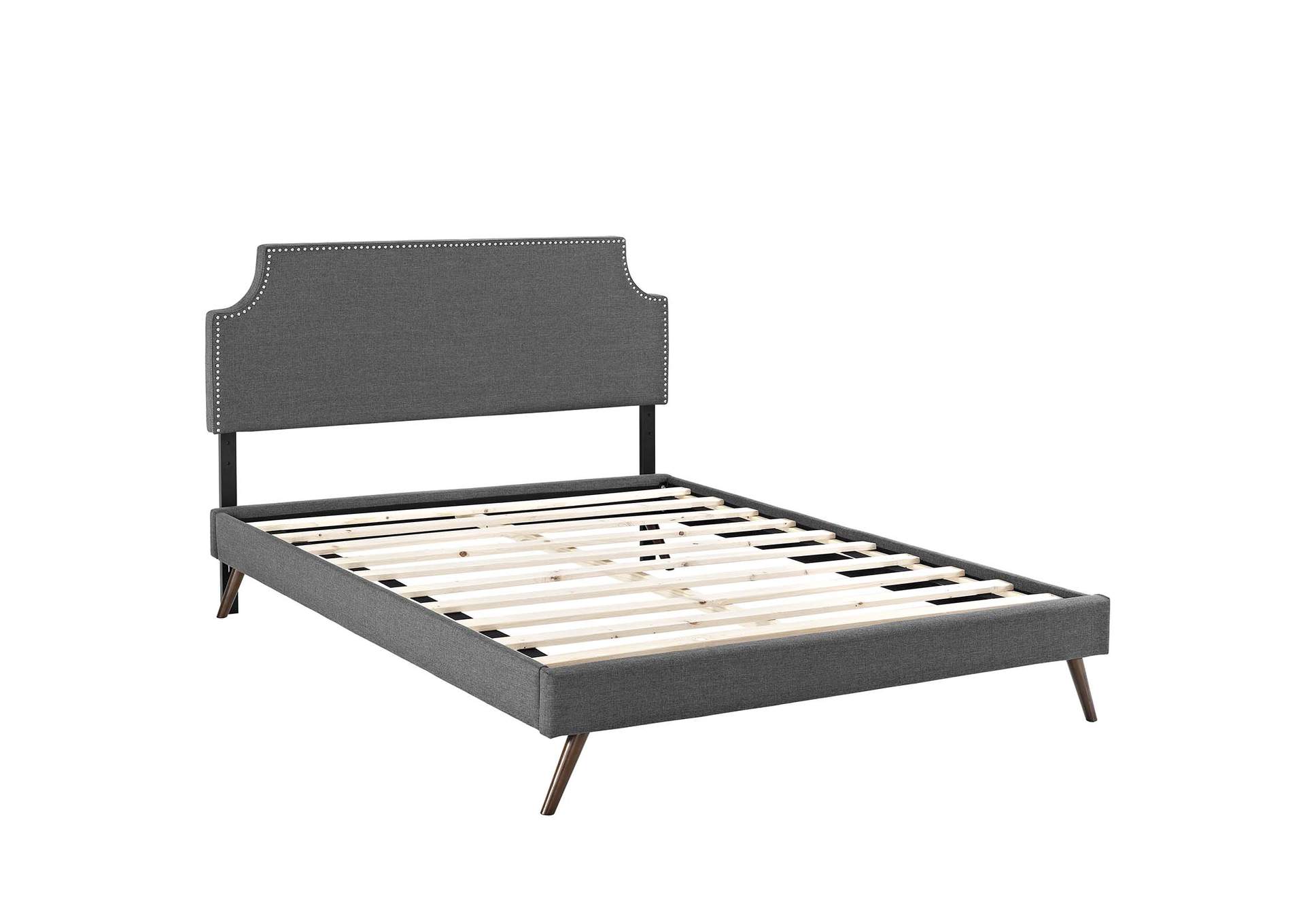 Gray Corene Platform Full Bed - Fabric with Round Splayed Legs,Modway