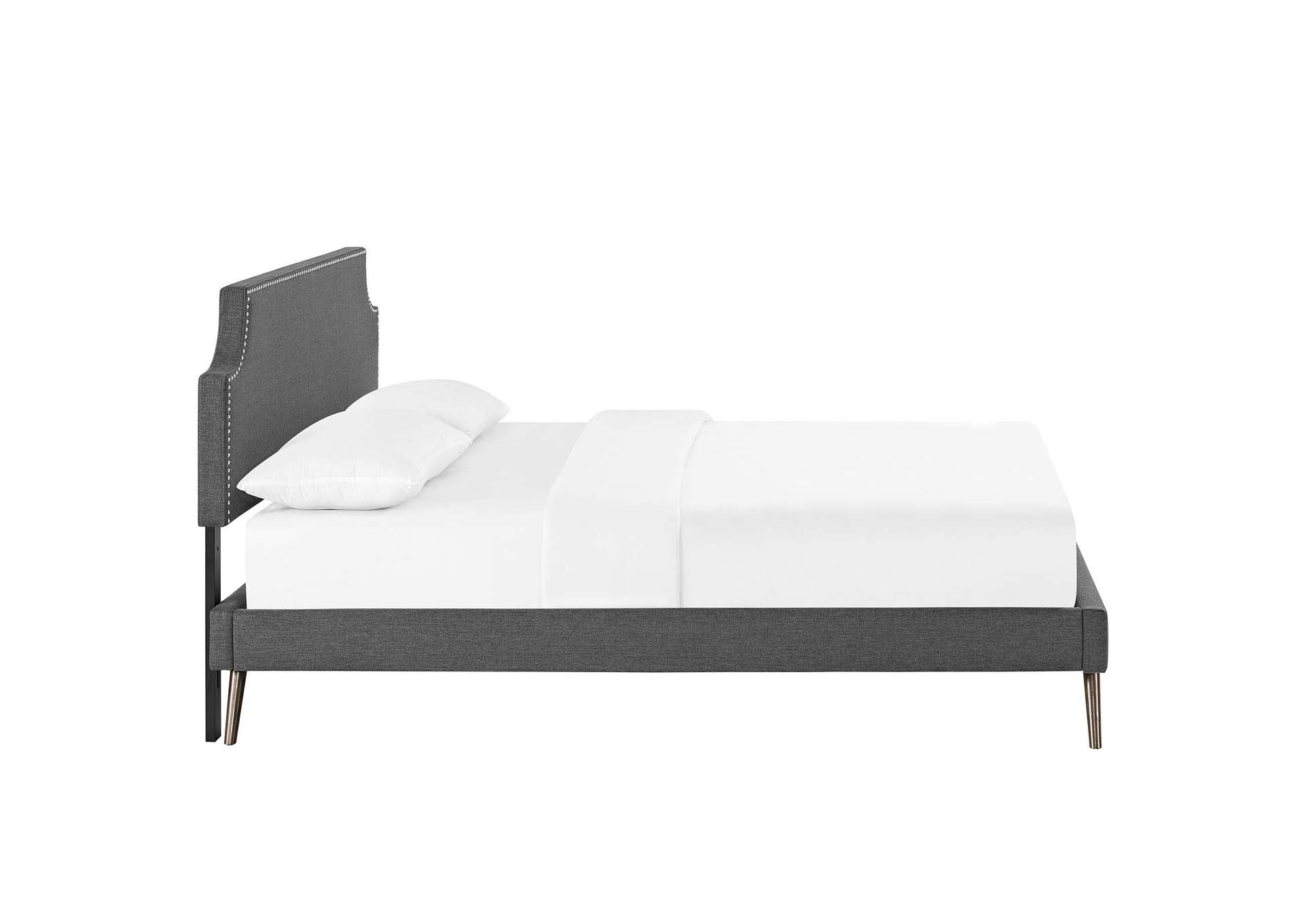 Gray Corene Platform Full Bed - Fabric with Round Splayed Legs,Modway