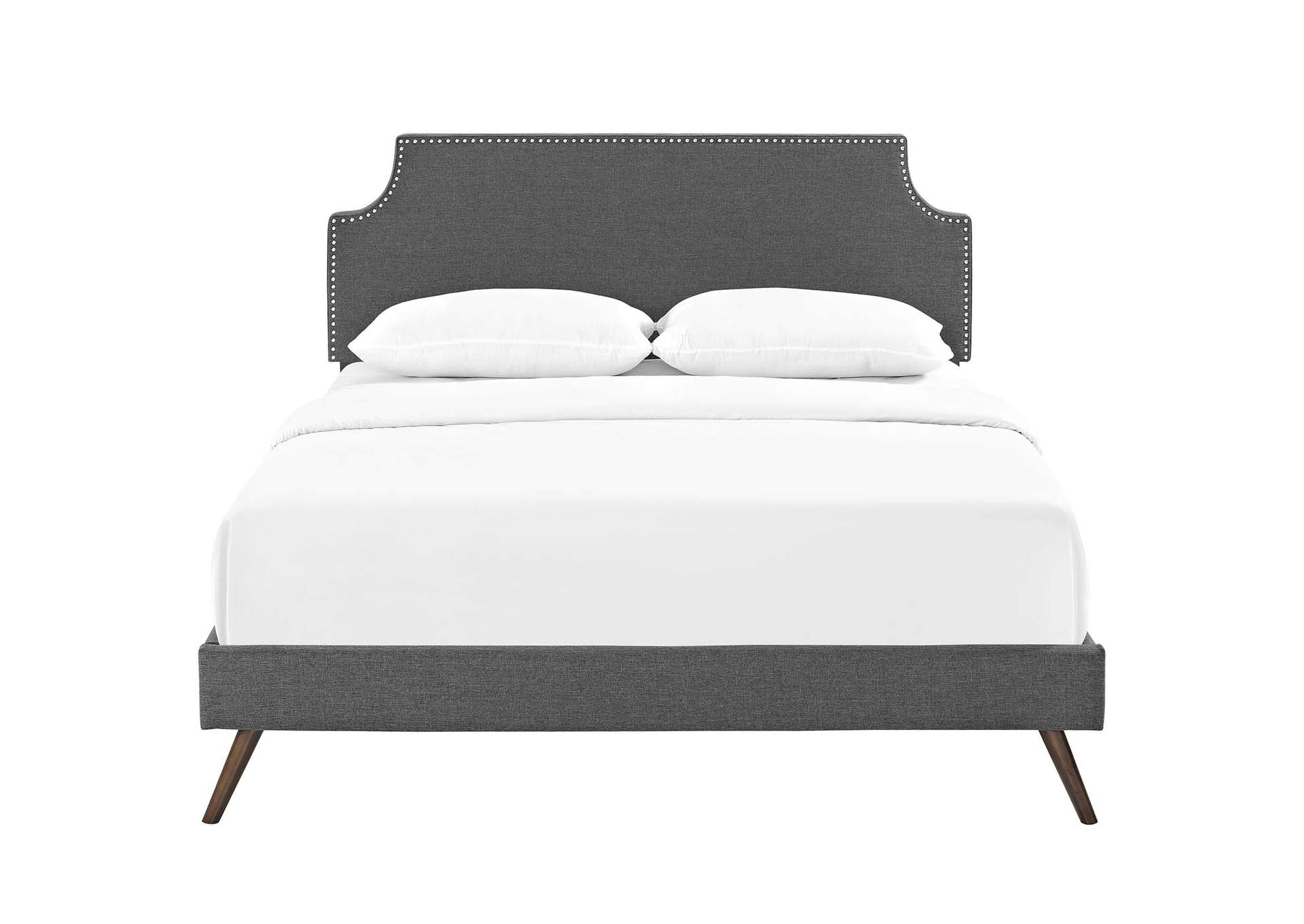 Gray Corene Platform Full Bed - Fabric with Round Splayed Legs,Modway