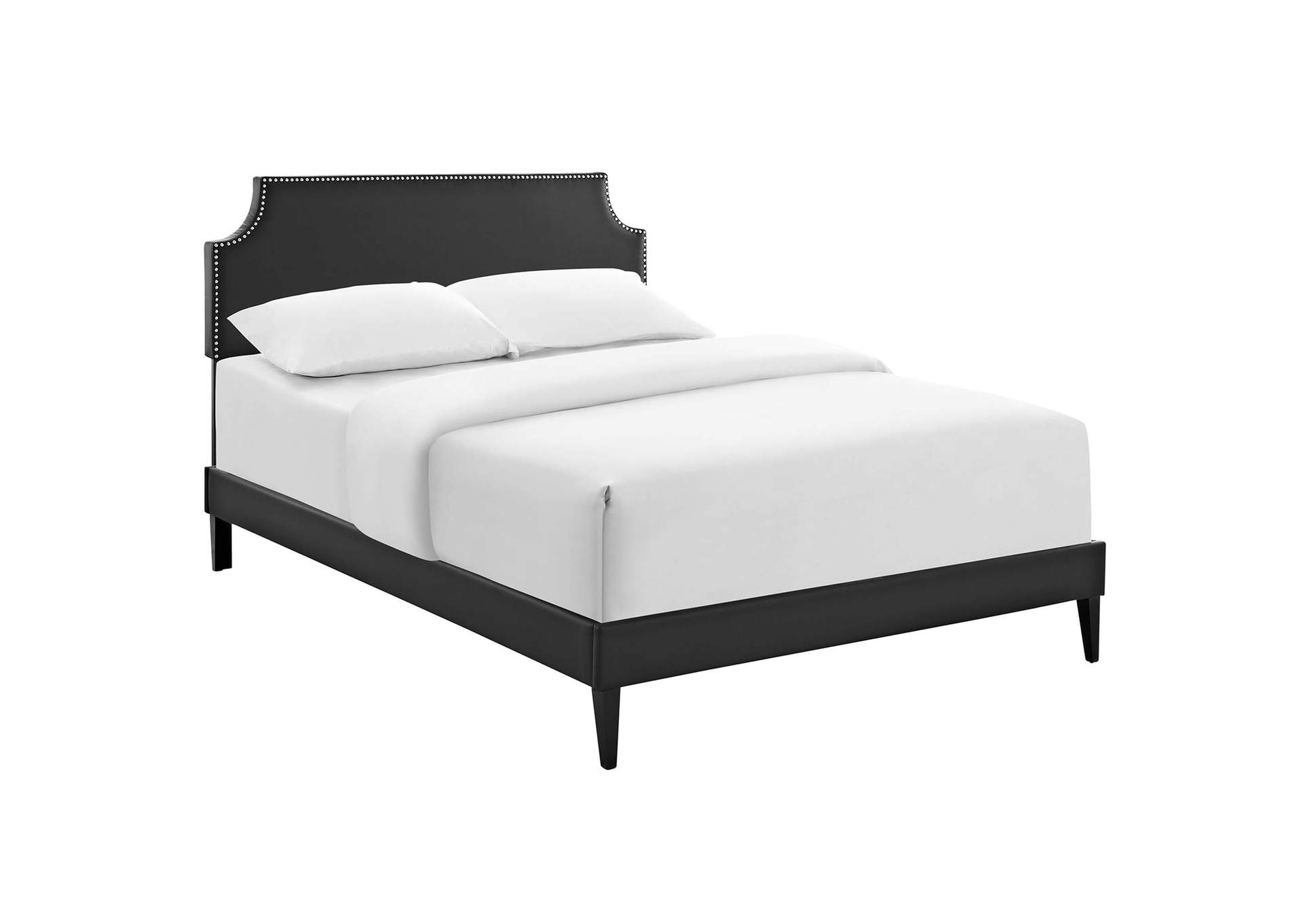 Corene Black Full Vinyl Platform Bed with Squared Tapered Legs,Modway