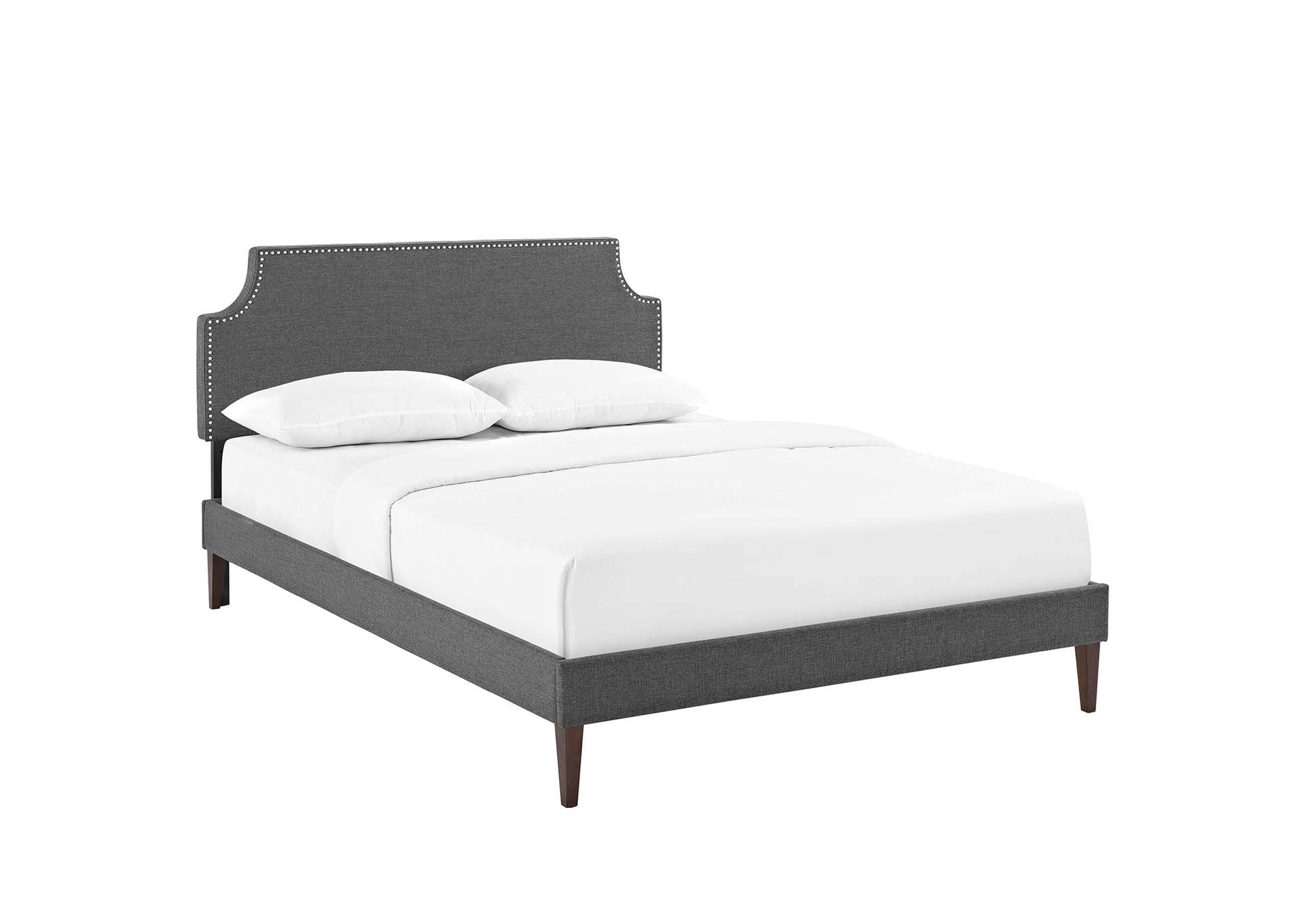 Gray Corene Platform Full Bed - Fabric with Squared Tapered Legs,Modway