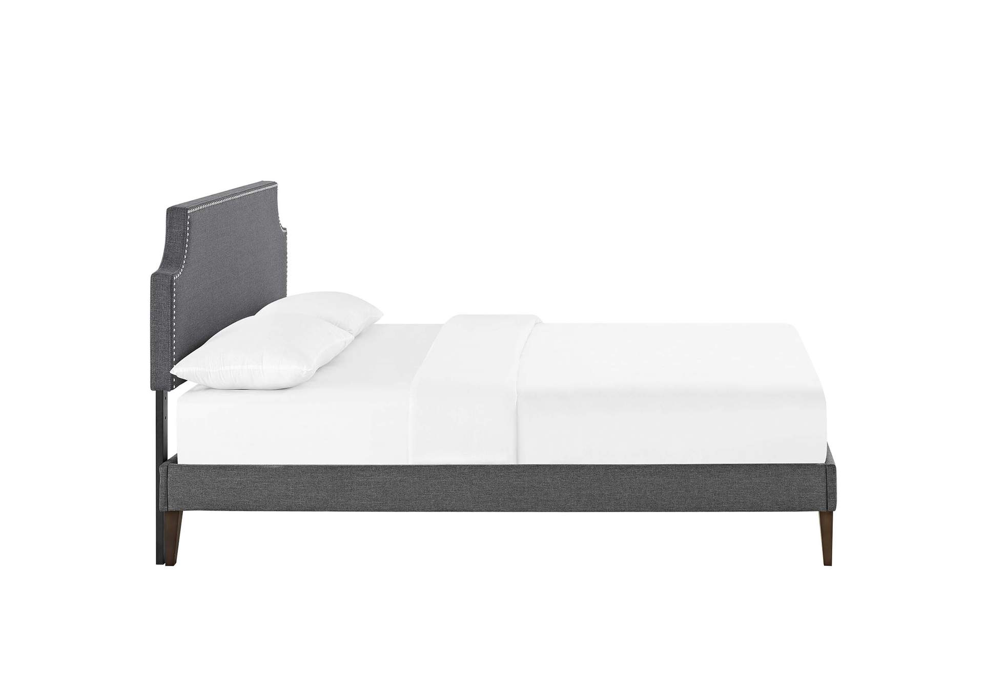 Gray Corene Platform Full Bed - Fabric with Squared Tapered Legs,Modway