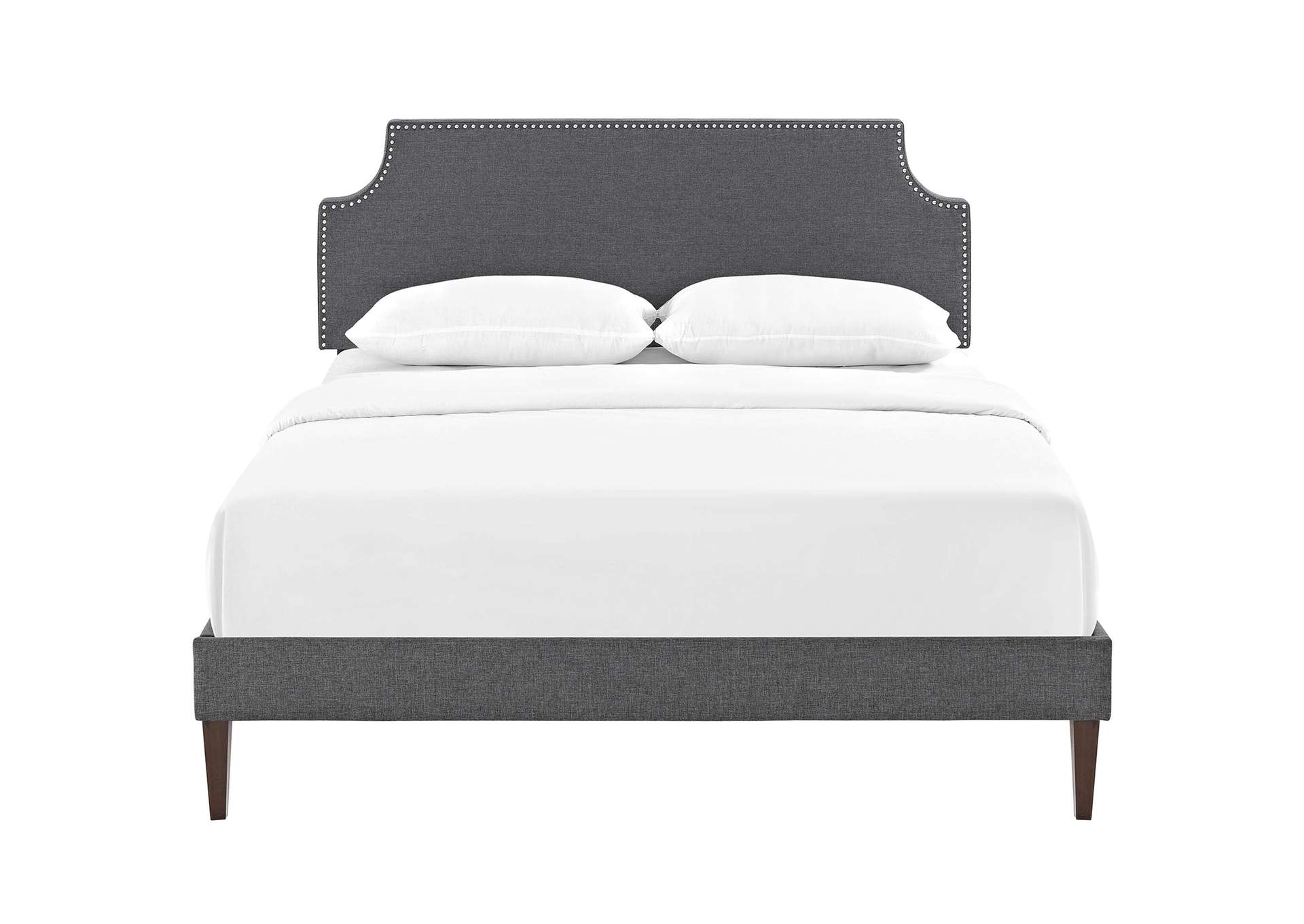 Gray Corene Platform Full Bed - Fabric with Squared Tapered Legs,Modway