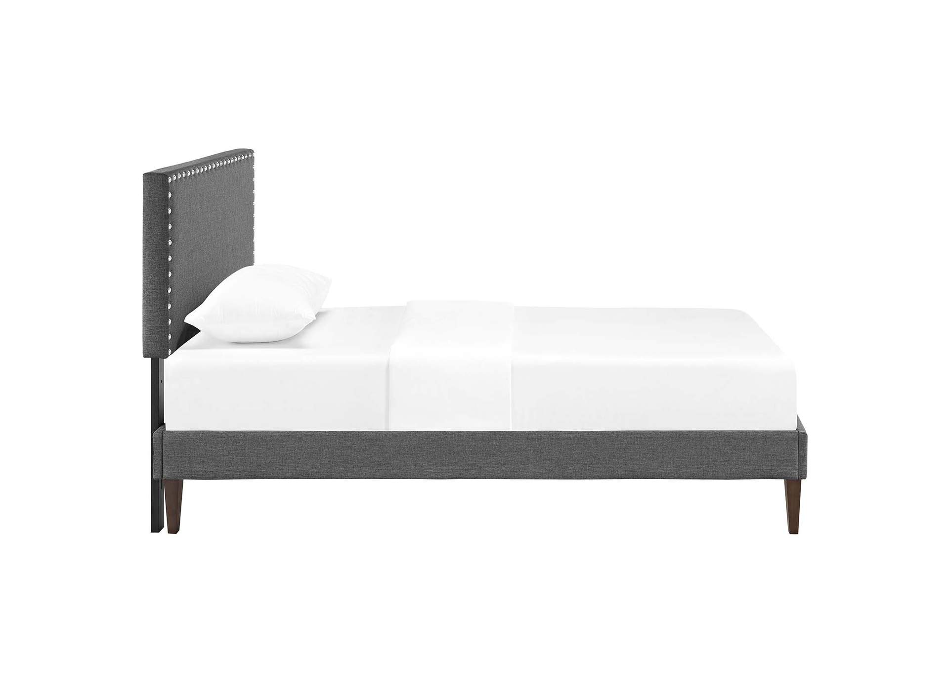 Gray Macie Platform Twin Bed - Fabric with Squared Tapered Legs,Modway