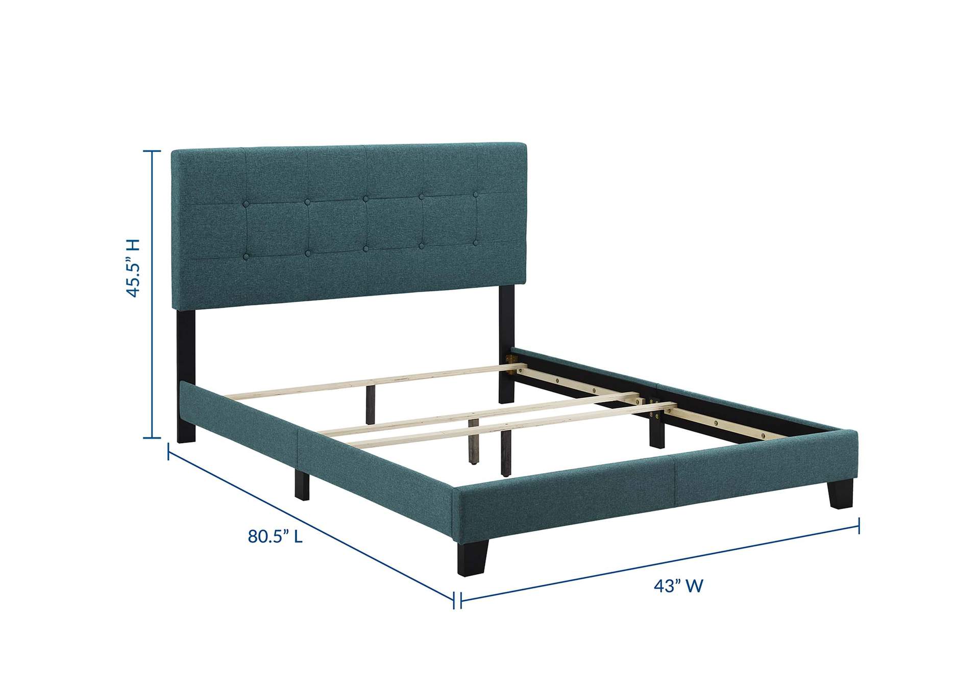 Teal Amira Twin Upholstered Bed - Fabric,Modway