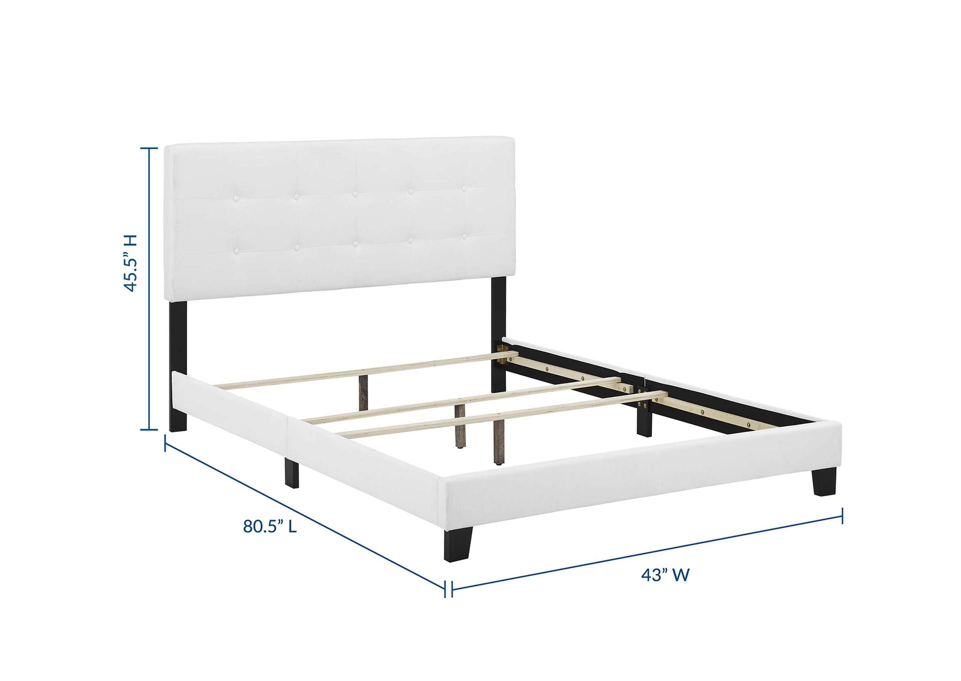 White Amira Twin Upholstered Bed - Fabric,Modway