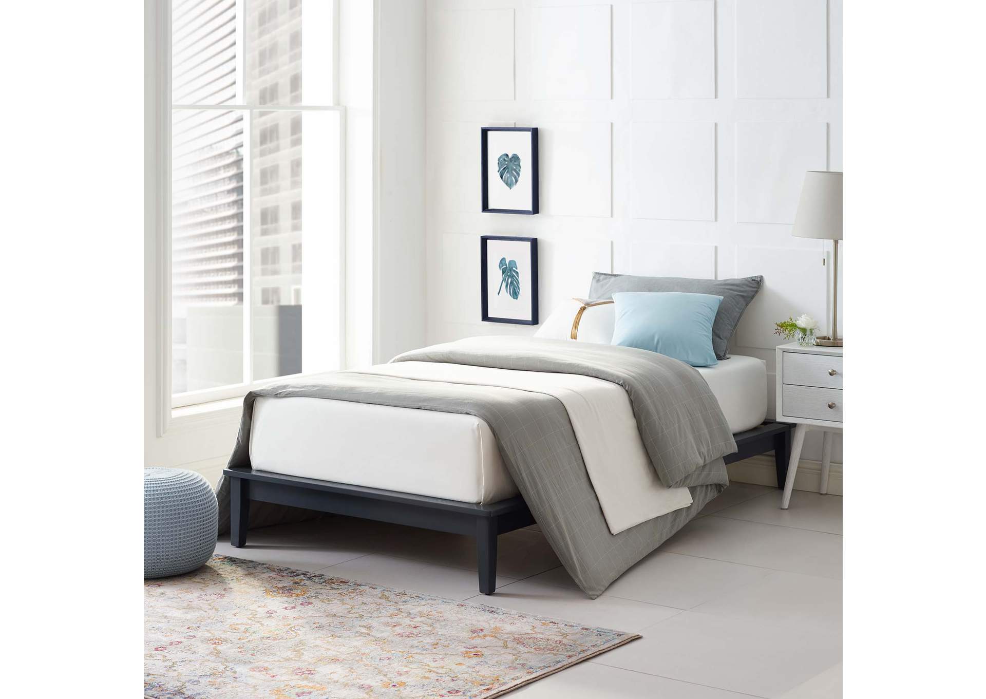 Gray Lodge Twin Wood Platform Bed Frame,Modway