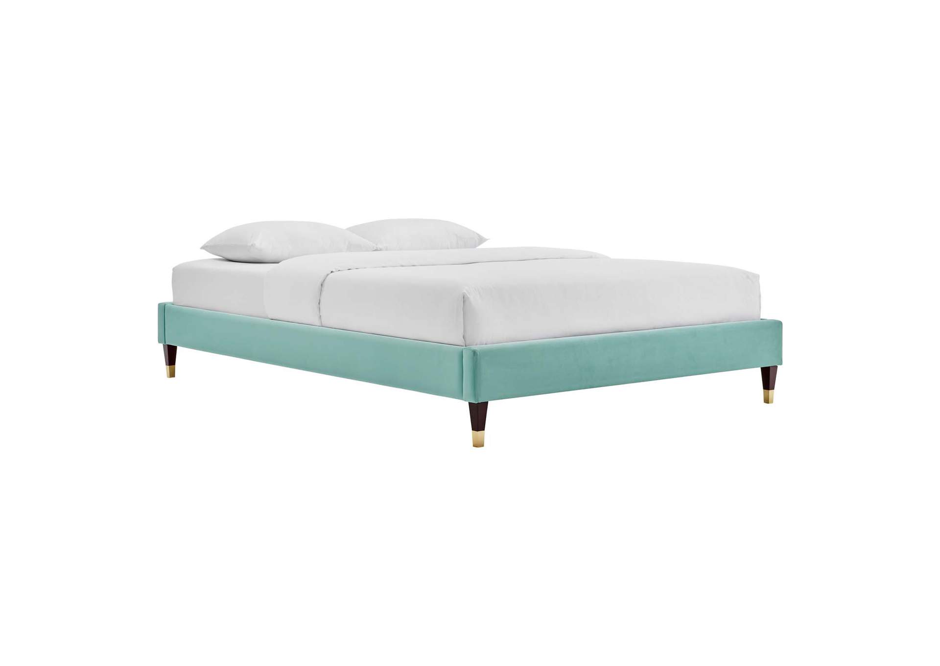 Mint Harlow Twin Performance Velvet Platform Bed Frame,Modway