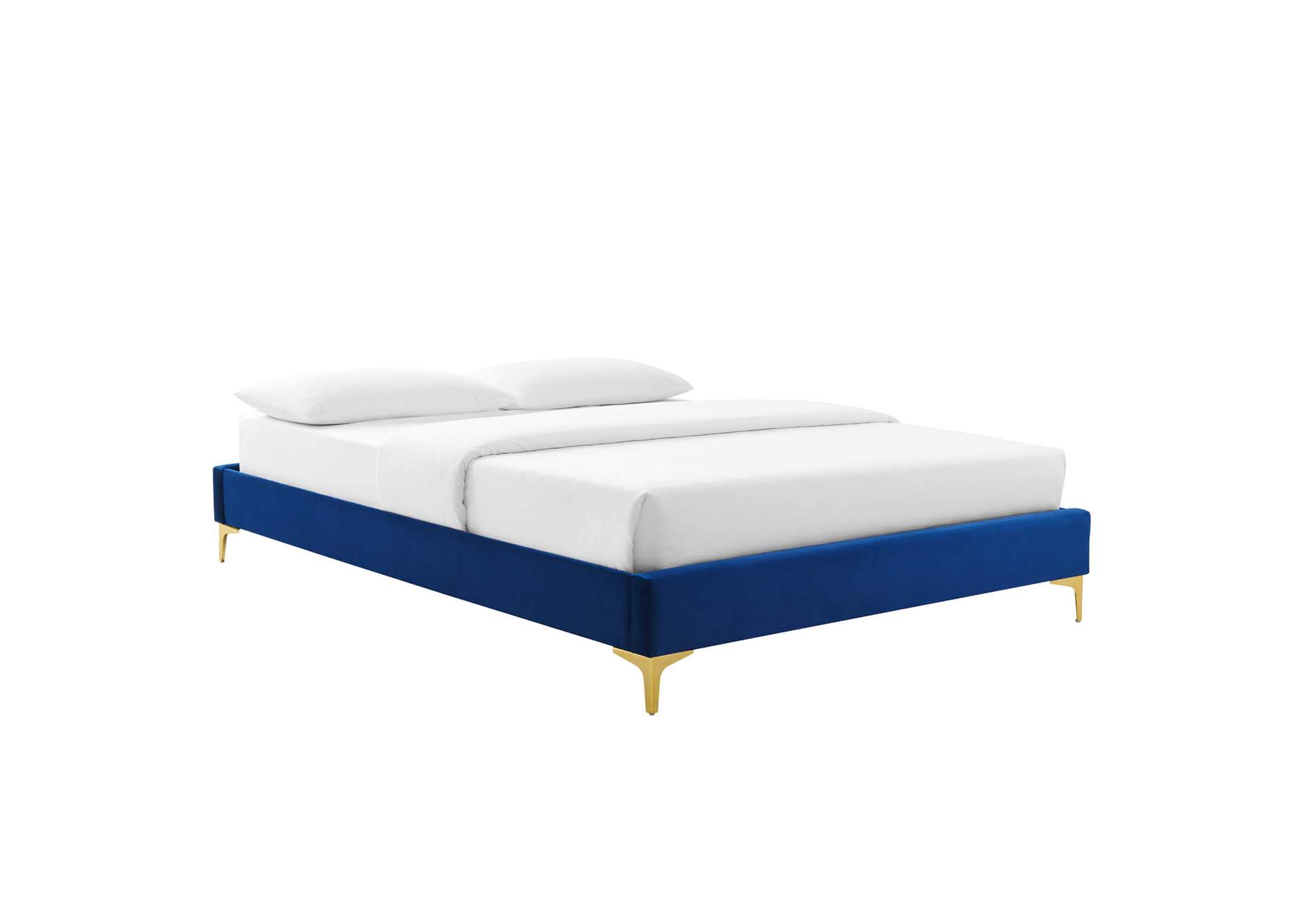 Navy Sutton Twin Performance Velvet Bed Frame,Modway