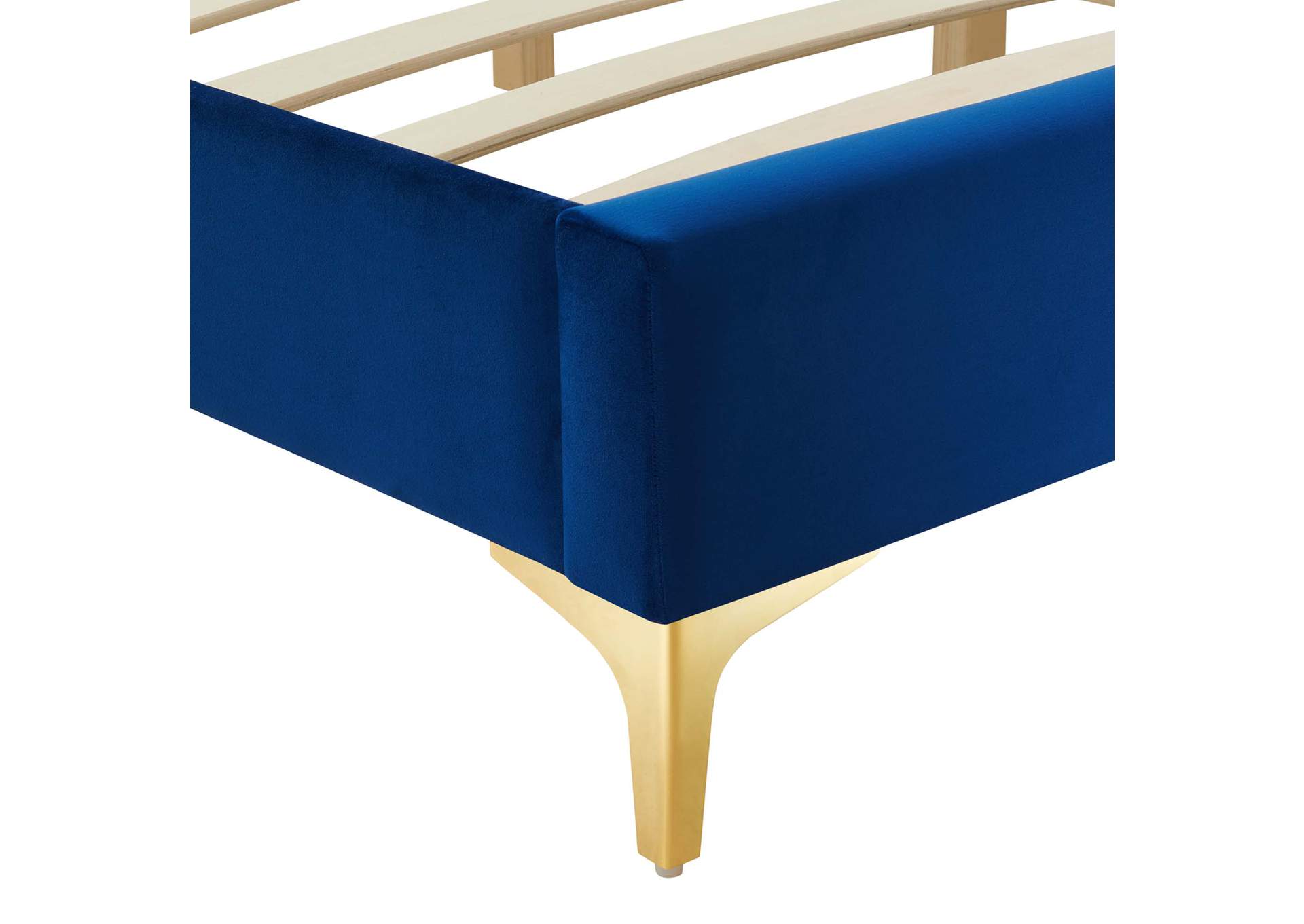 Navy Sutton Twin Performance Velvet Bed Frame,Modway