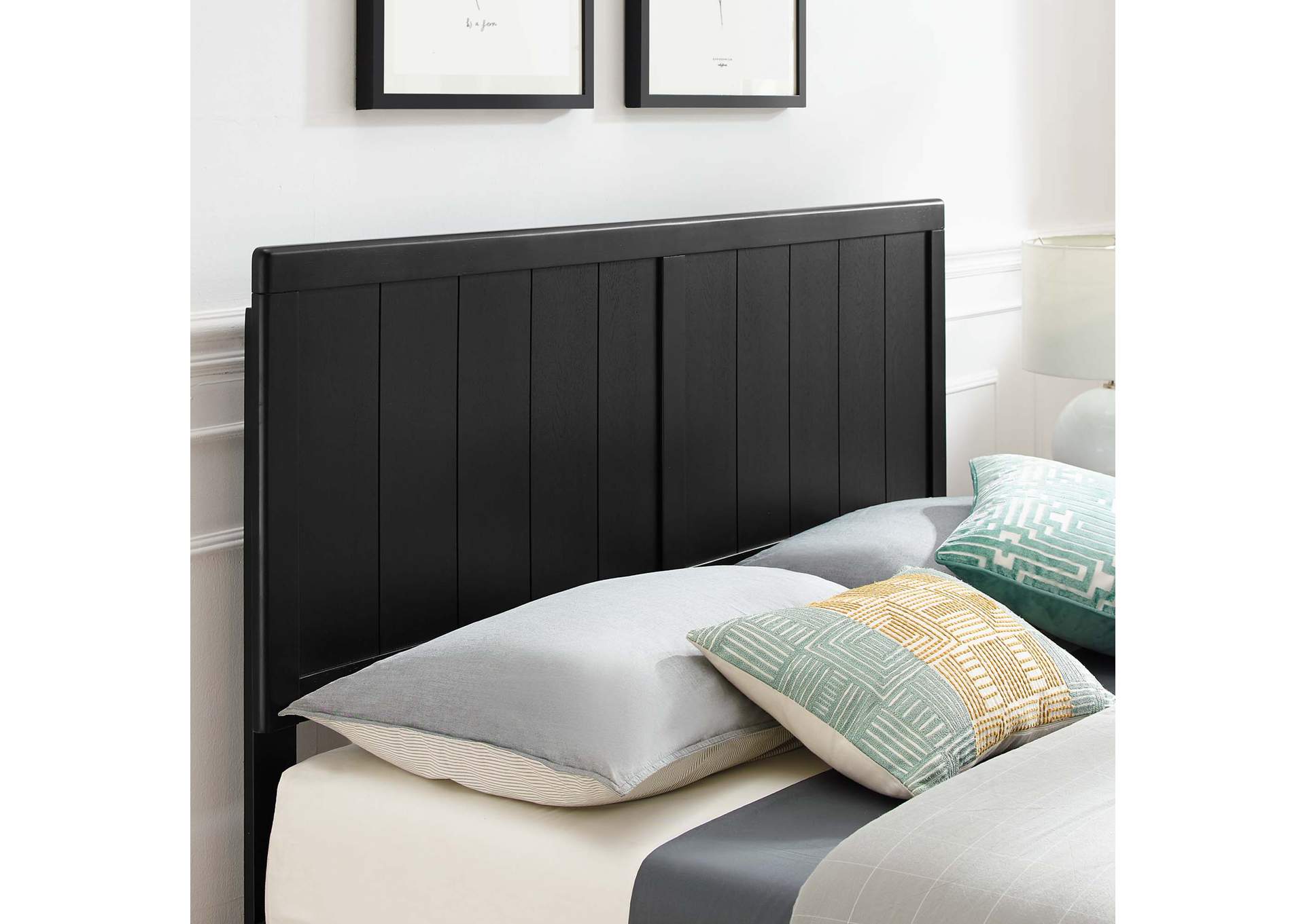 Black Alana Full Wood Platform Bed With Angular Frame,Modway