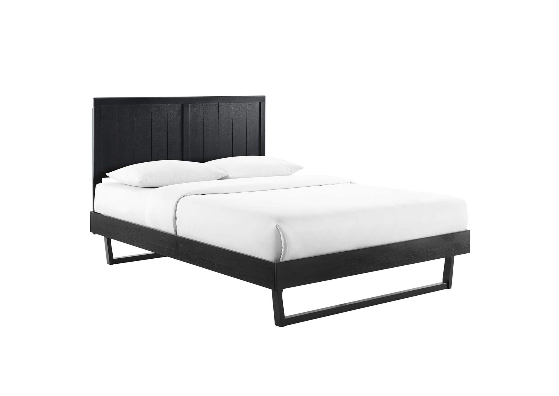 Black Alana Full Wood Platform Bed With Angular Frame,Modway