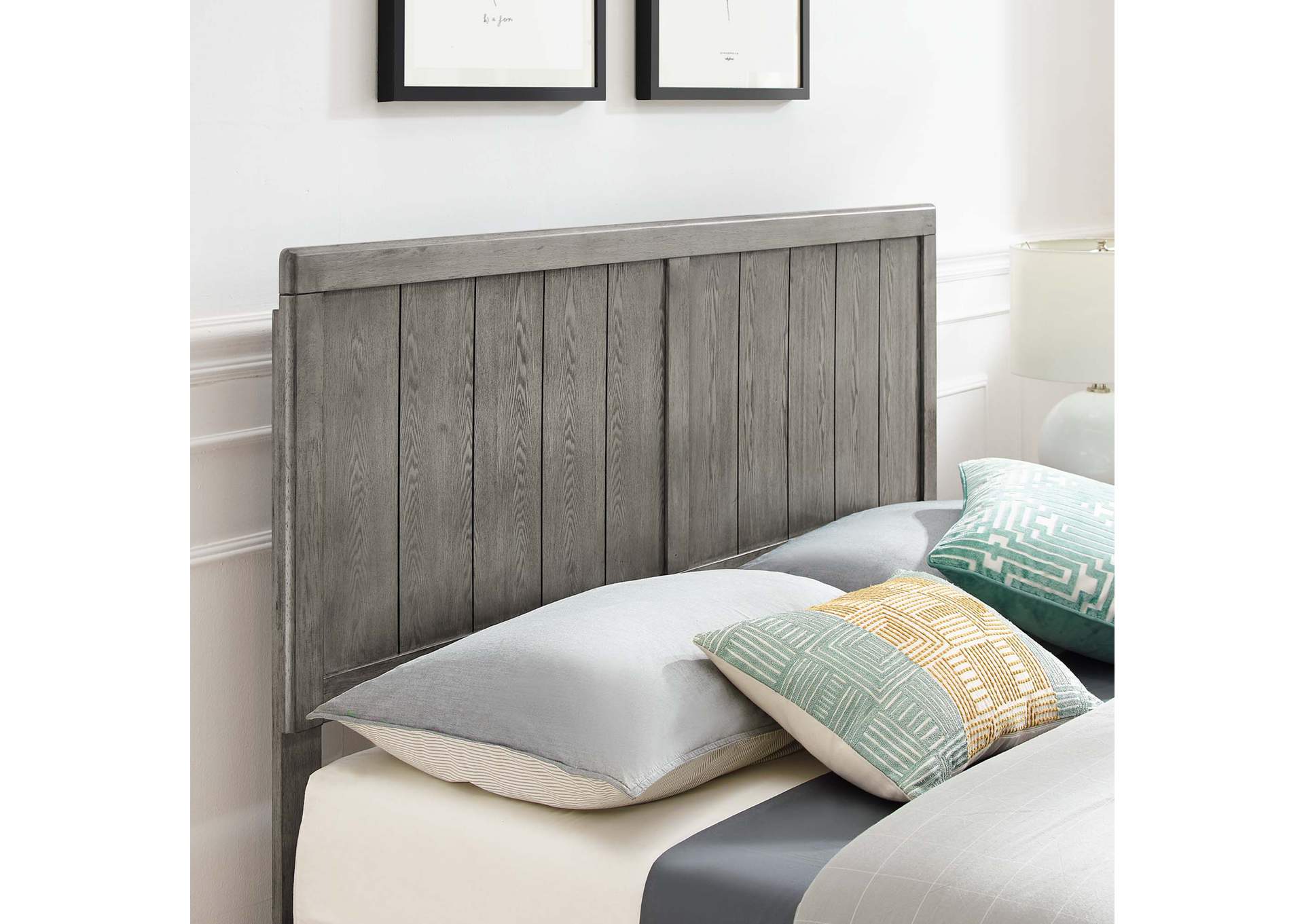 Gray Alana Full Wood Platform Bed With Angular Frame,Modway