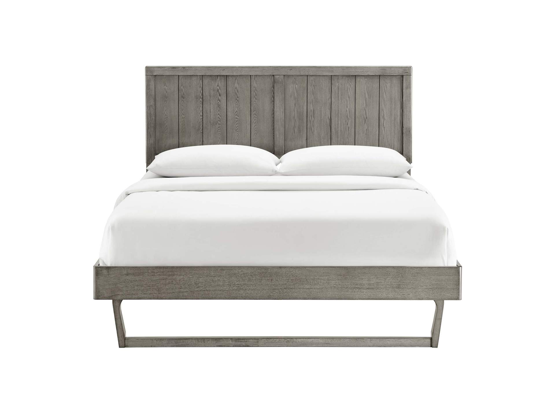 Gray Alana Full Wood Platform Bed With Angular Frame,Modway