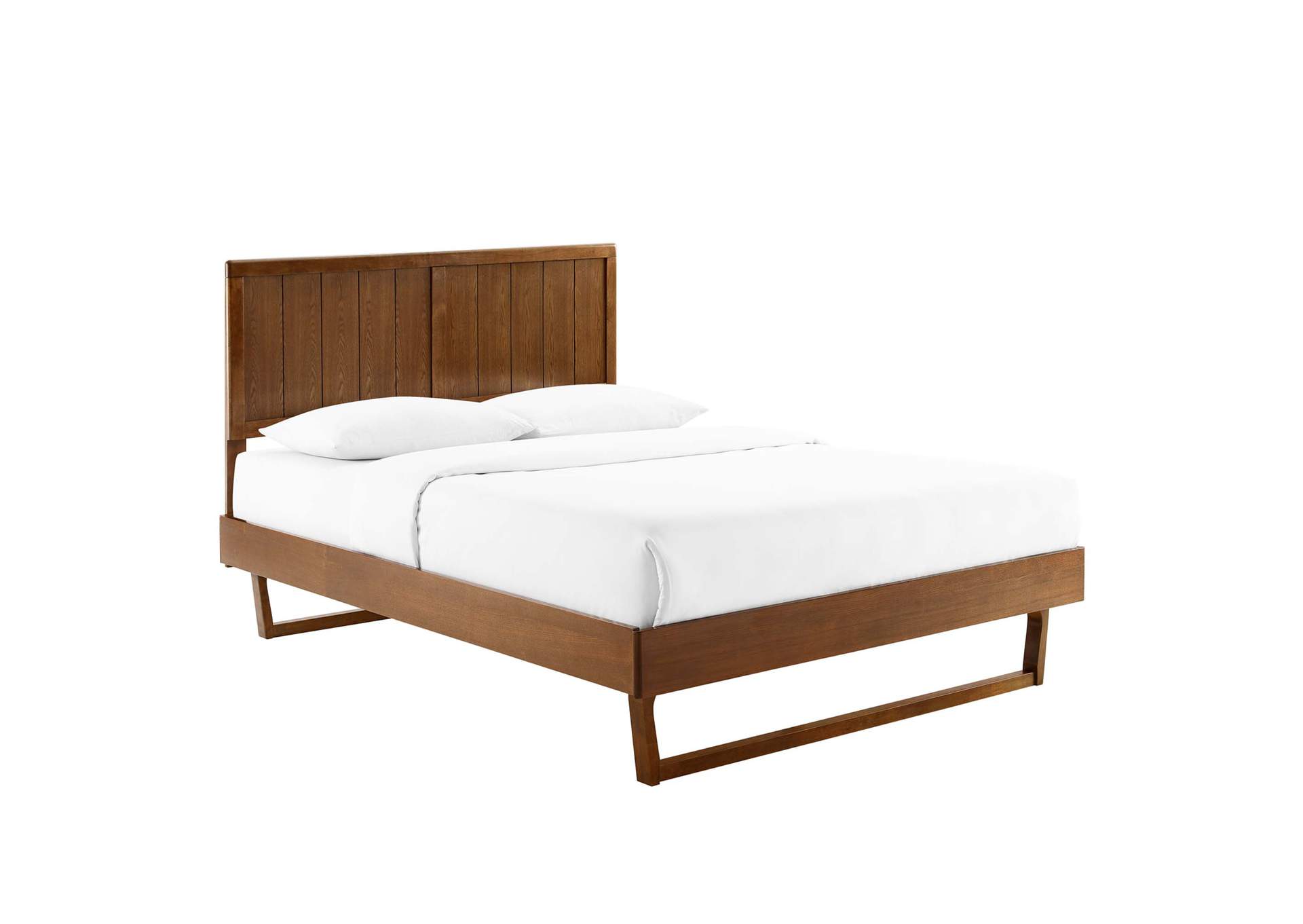 Walnut Alana Full Wood Platform Bed With Angular Frame,Modway