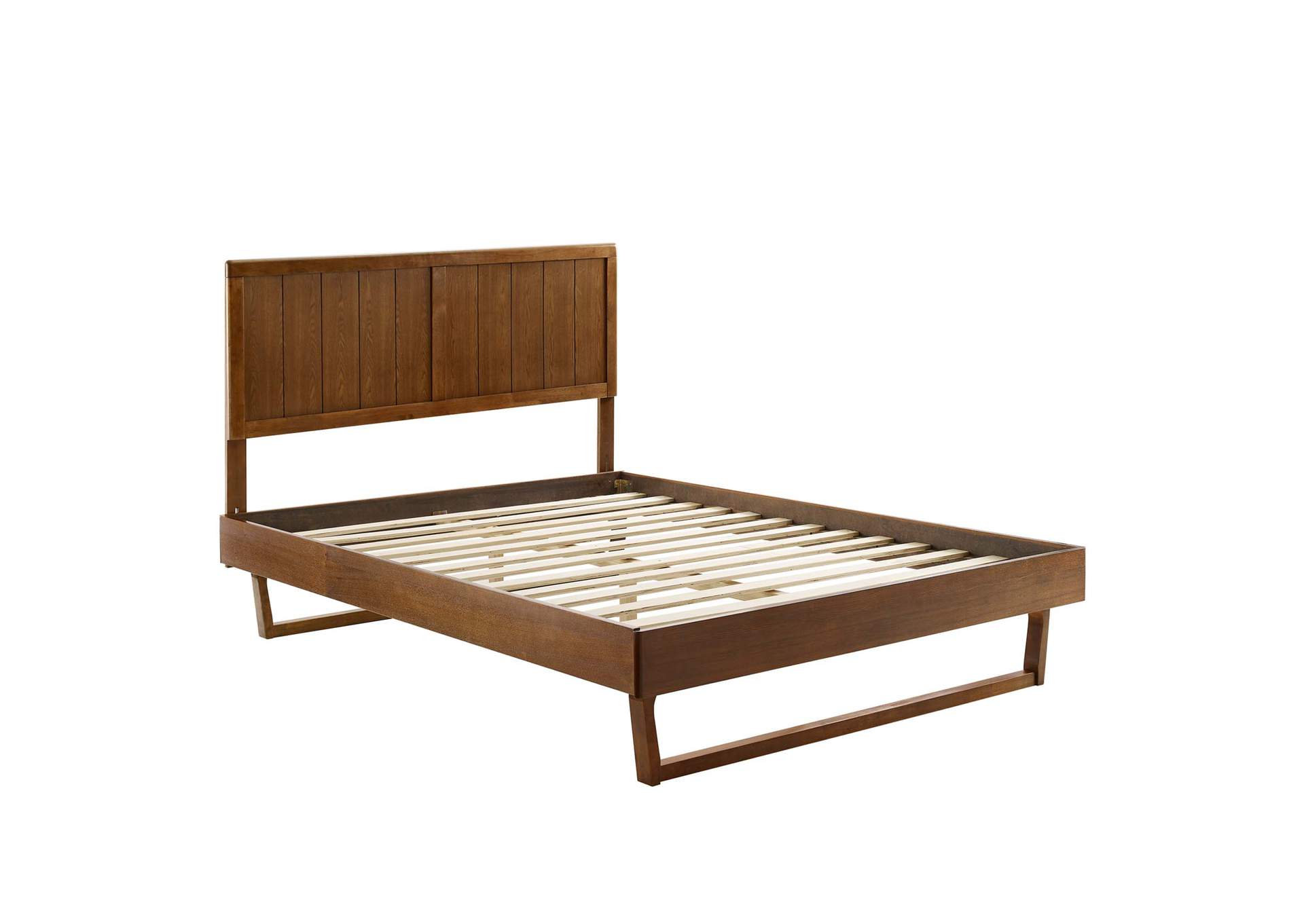 Walnut Alana Full Wood Platform Bed With Angular Frame,Modway