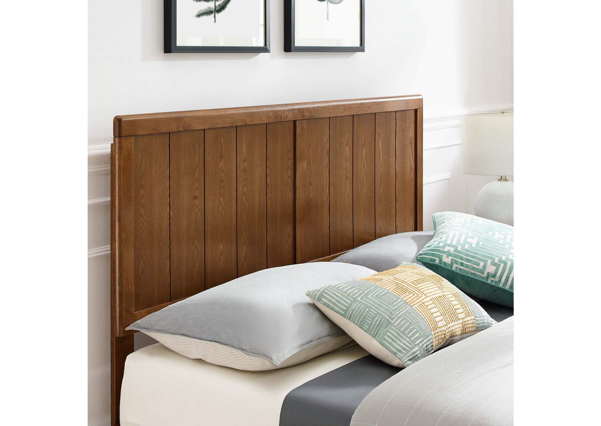 Walnut Alana Twin Wood Platform Bed With Angular Frame,Modway