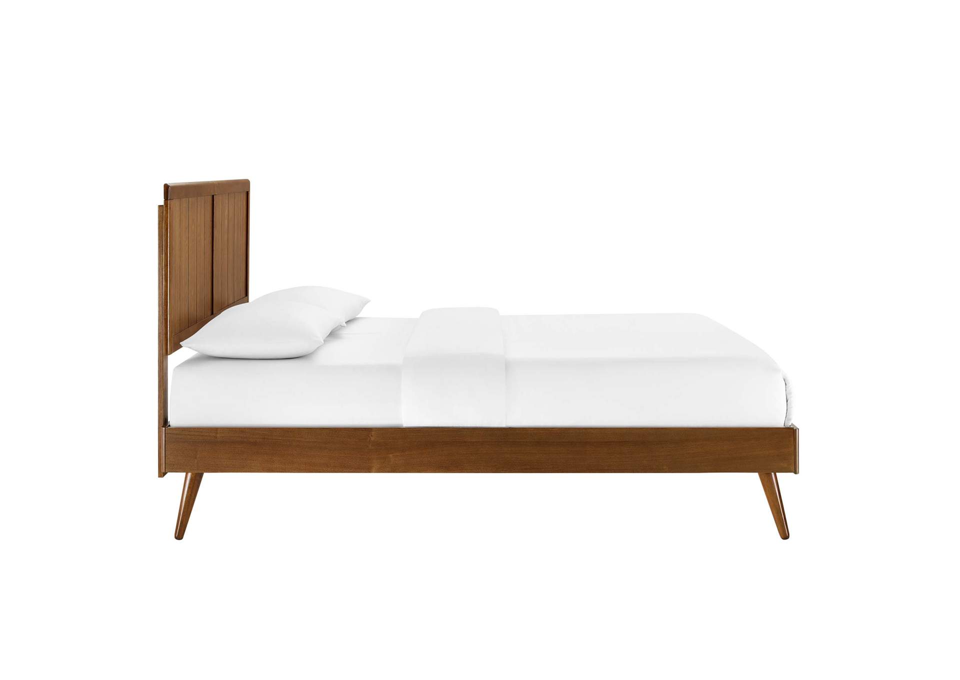 Walnut Alana Full Wood Platform Bed With Splayed Legs,Modway