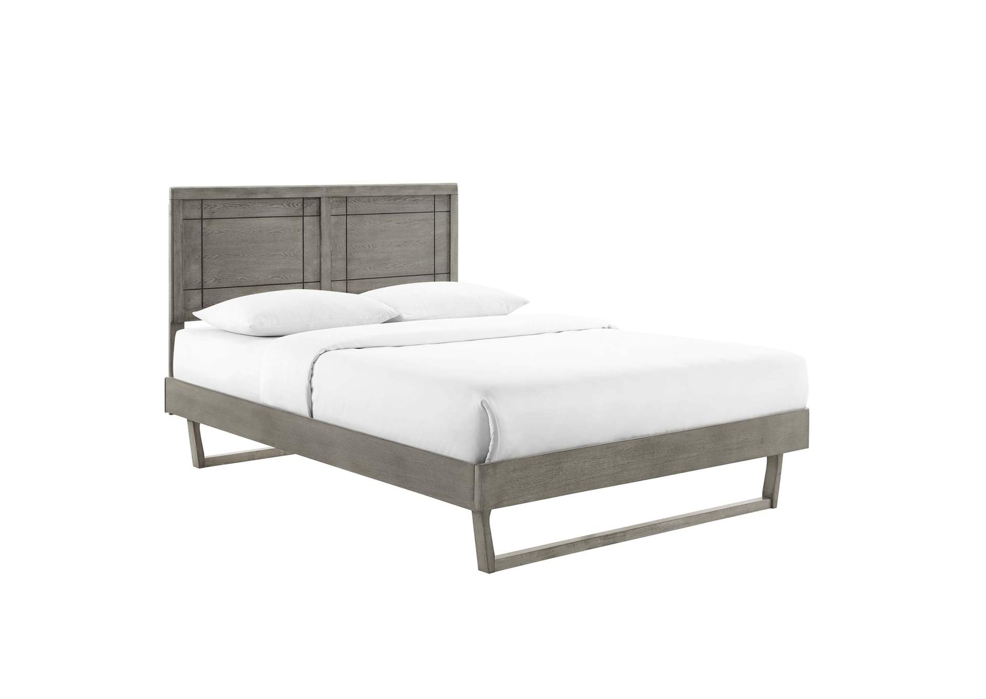 Gray Marlee Full Wood Platform Bed With Angular Frame,Modway