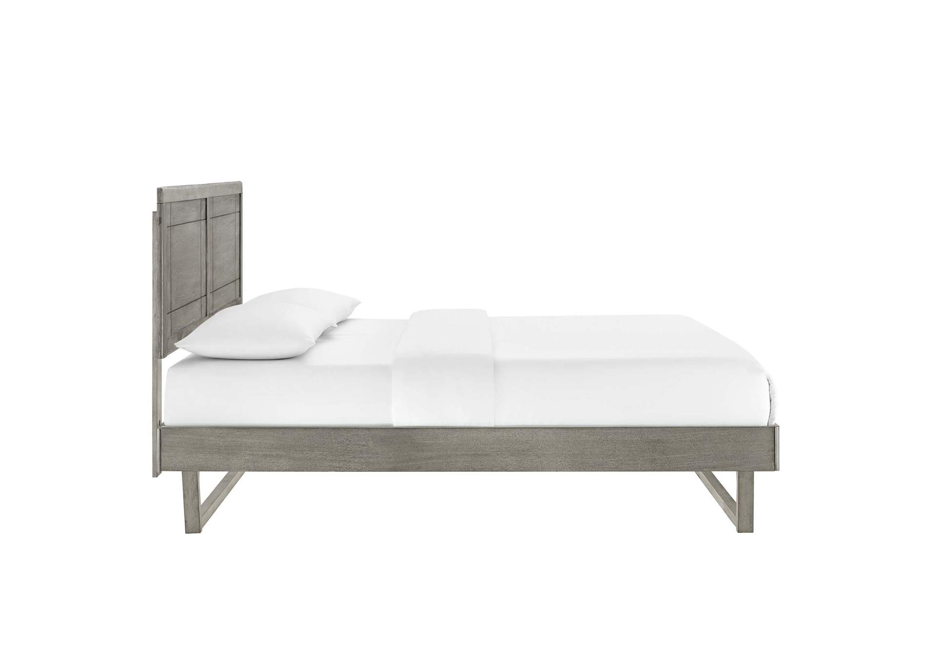 Gray Marlee Full Wood Platform Bed With Angular Frame,Modway