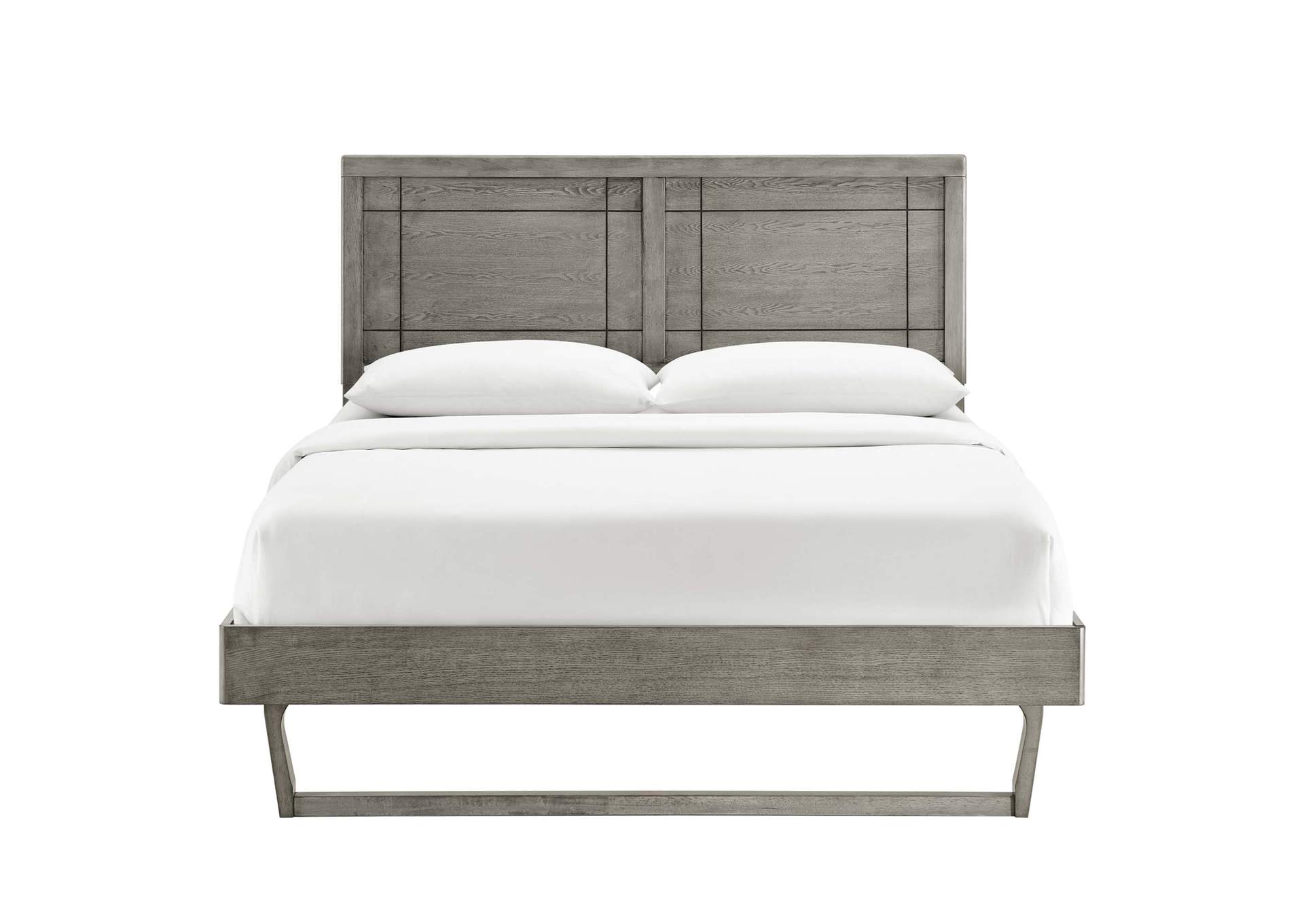 Gray Marlee Full Wood Platform Bed With Angular Frame,Modway