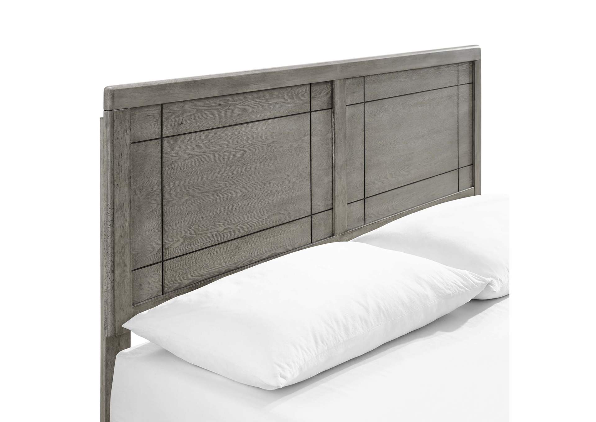 Gray Marlee Full Wood Platform Bed With Angular Frame,Modway