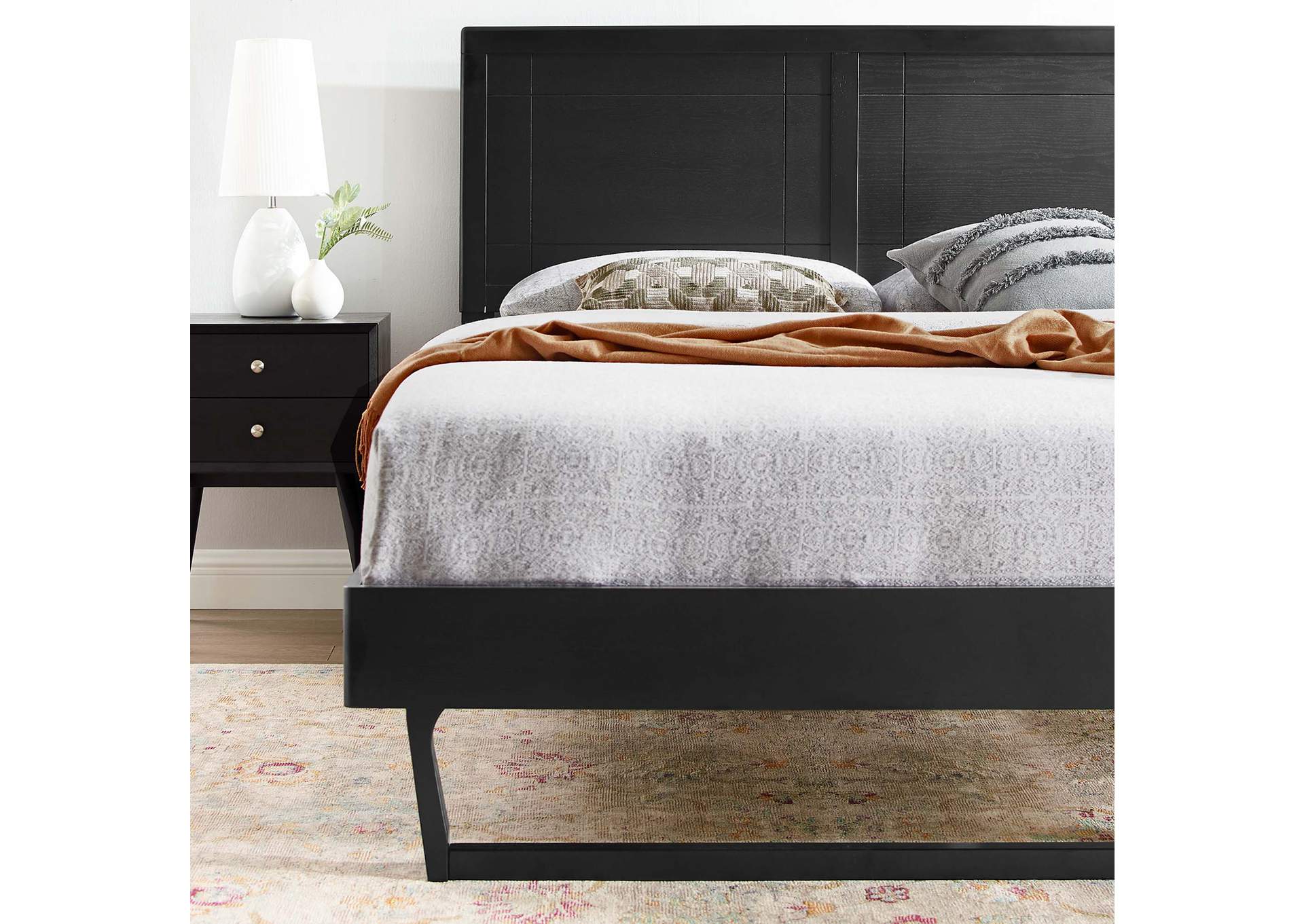 Black Marlee Twin Wood Platform Bed With Angular Frame,Modway