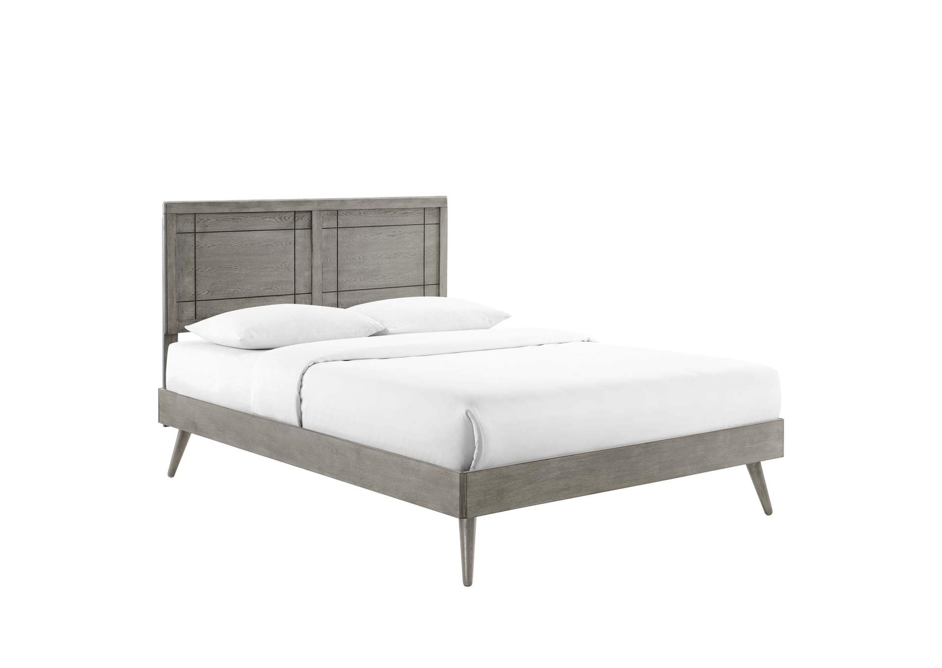 Gray Marlee Full Wood Platform Bed With Splayed Legs,Modway