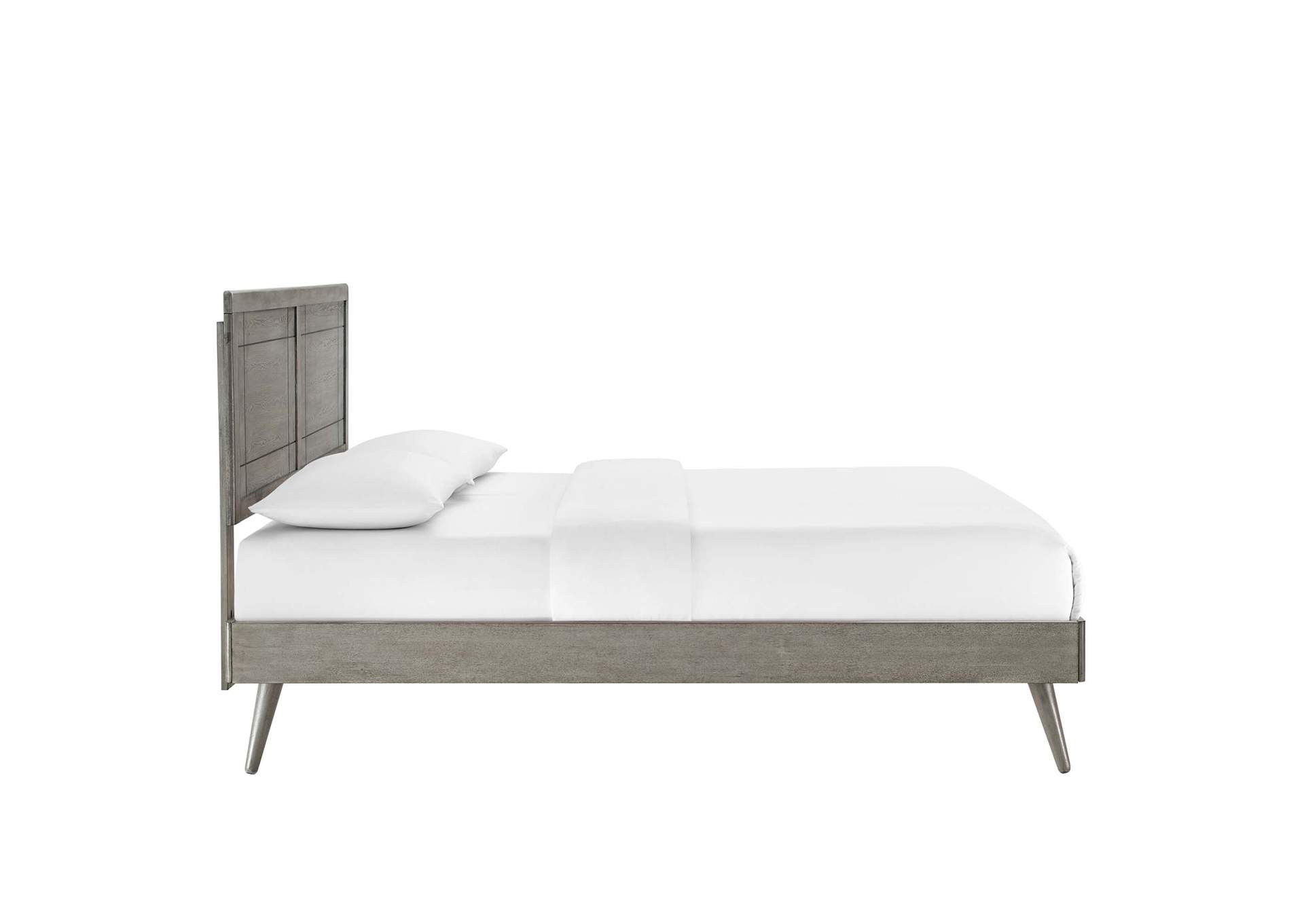 Gray Marlee Full Wood Platform Bed With Splayed Legs,Modway