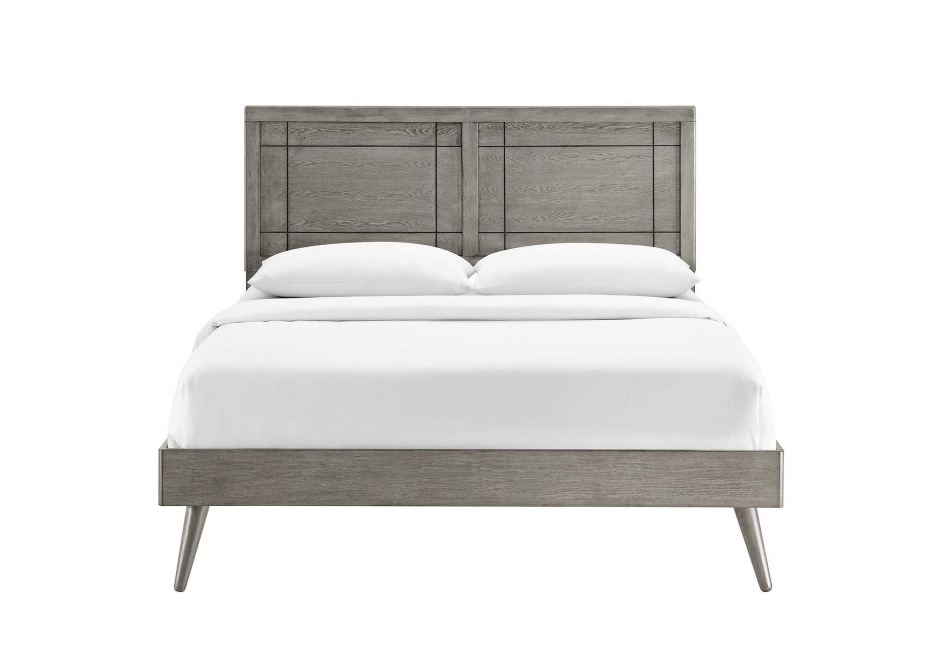 Gray Marlee Full Wood Platform Bed With Splayed Legs,Modway