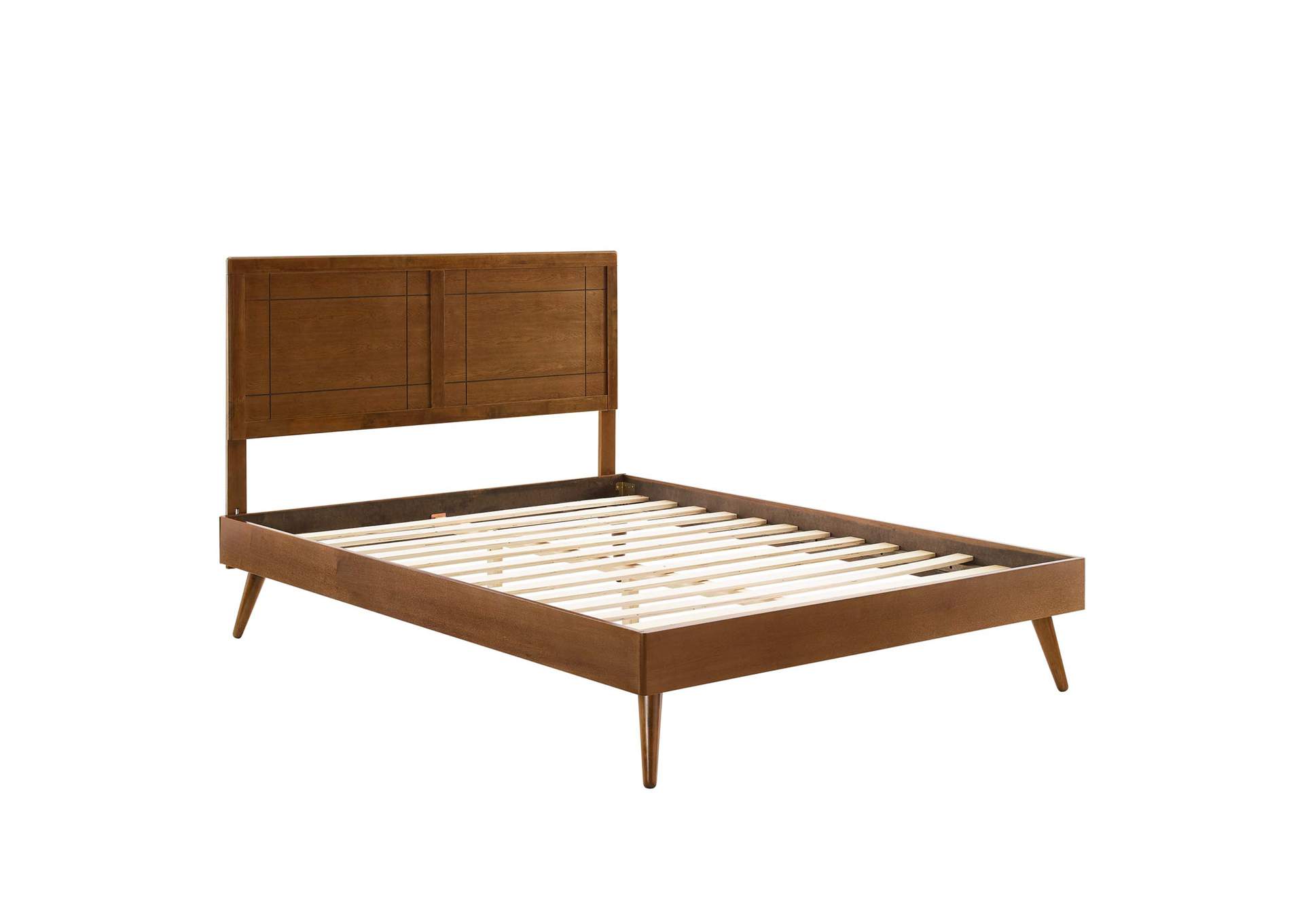 Walnut Marlee Full Wood Platform Bed With Splayed Legs,Modway