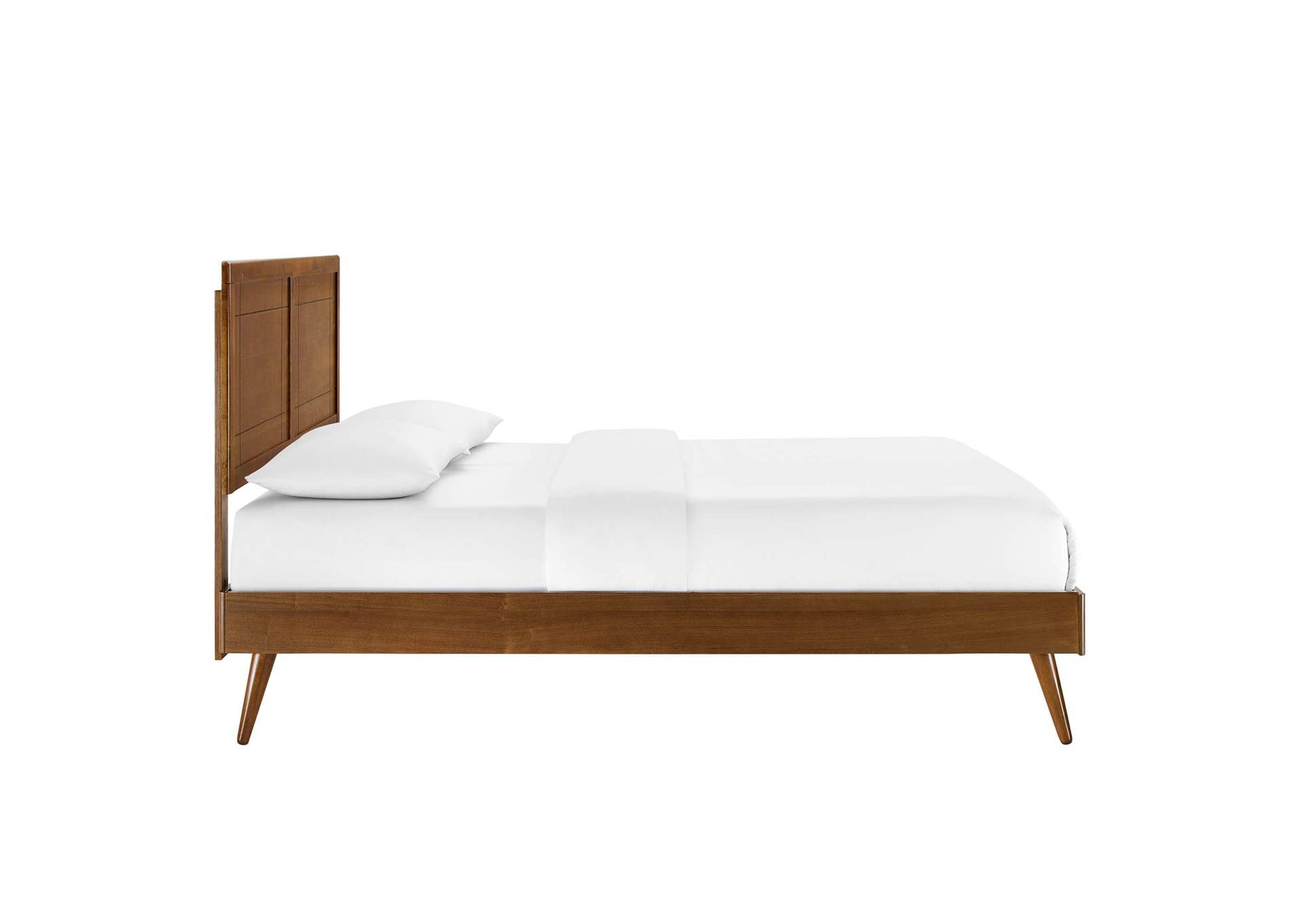 Walnut Marlee Full Wood Platform Bed With Splayed Legs,Modway