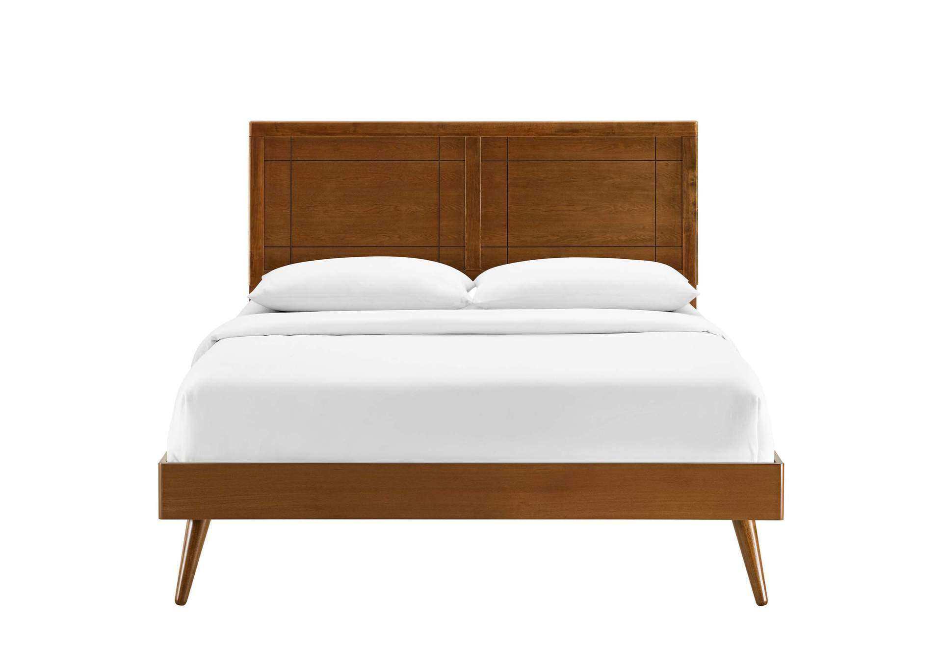 Walnut Marlee Full Wood Platform Bed With Splayed Legs,Modway