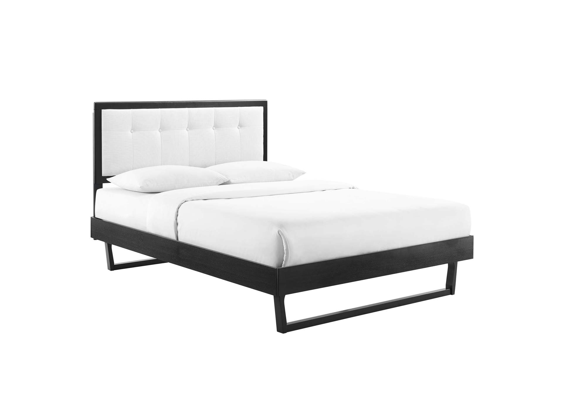 Black White Willow Full Wood Platform Bed With Angular Frame,Modway