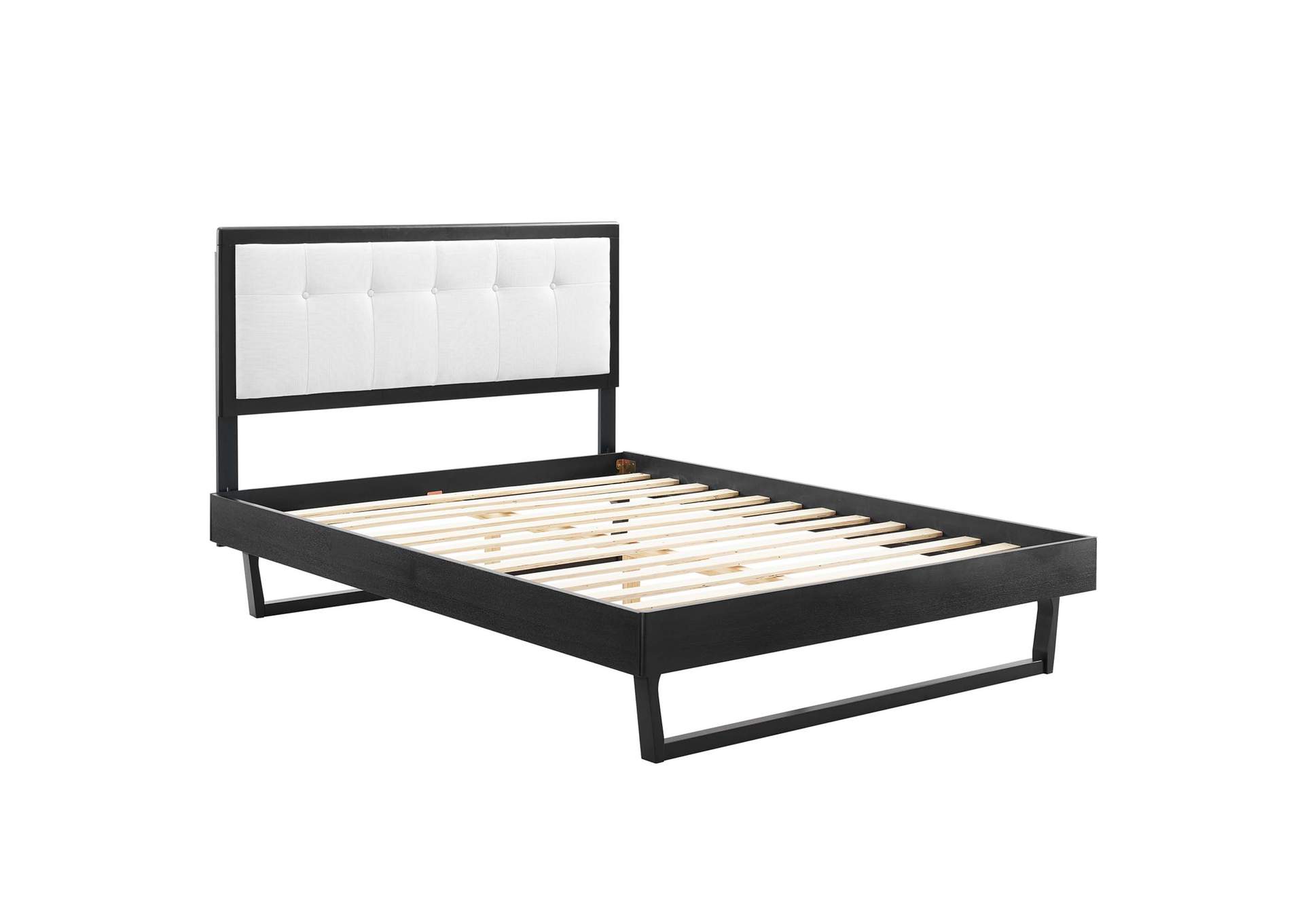 Black White Willow Full Wood Platform Bed With Angular Frame,Modway