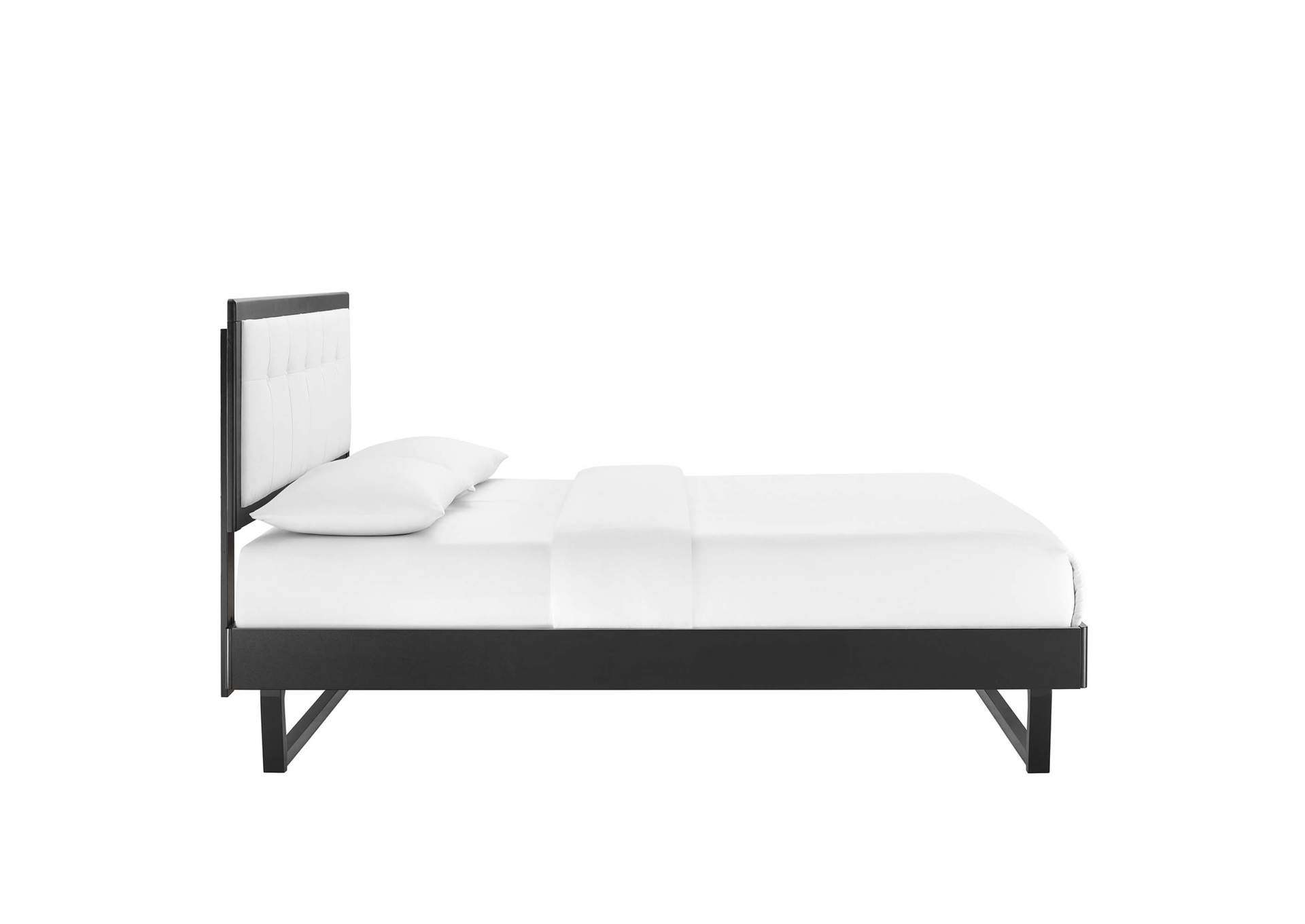 Black White Willow Full Wood Platform Bed With Angular Frame,Modway