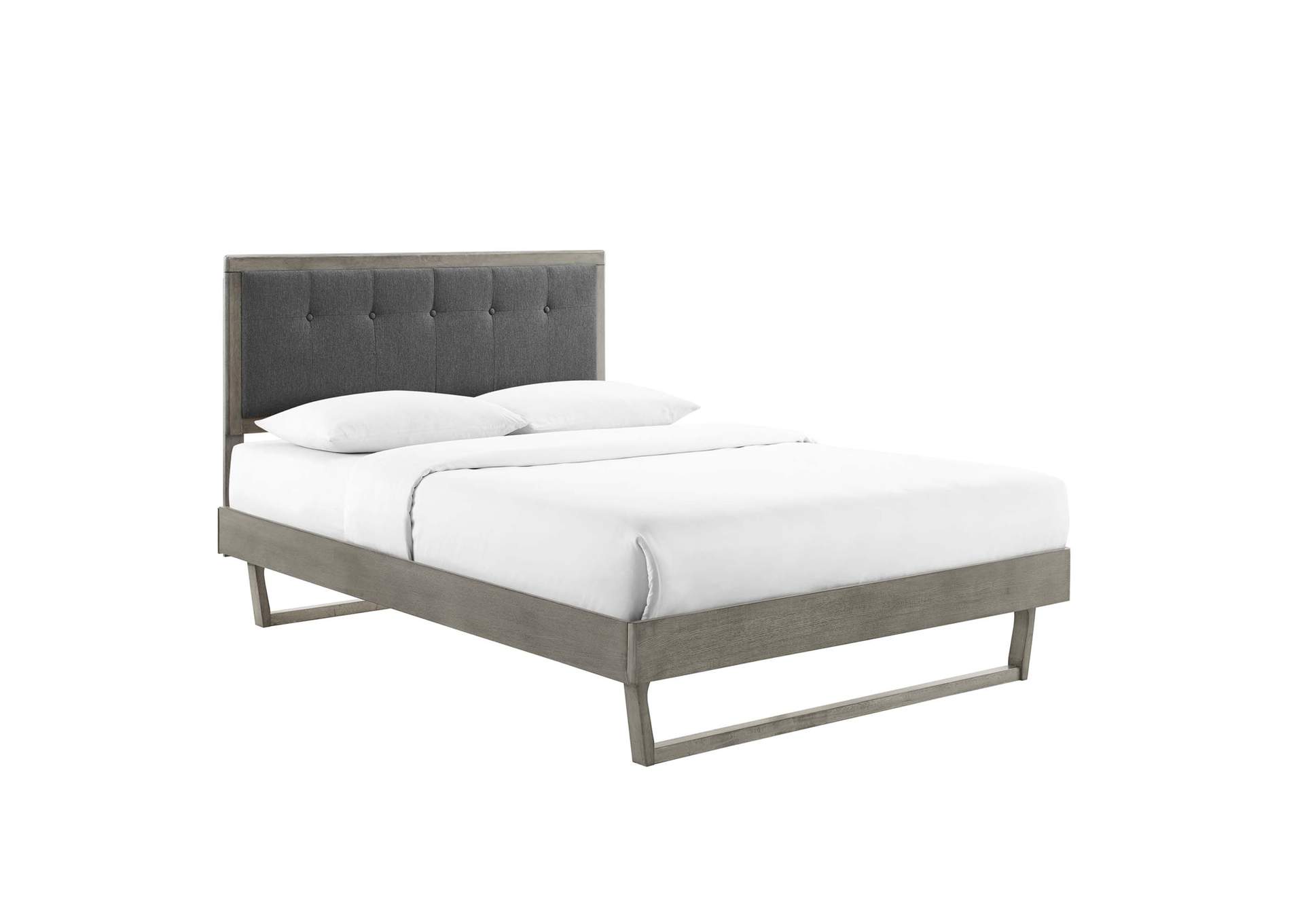 Gray Charcoal Willow Full Wood Platform Bed With Angular Frame,Modway