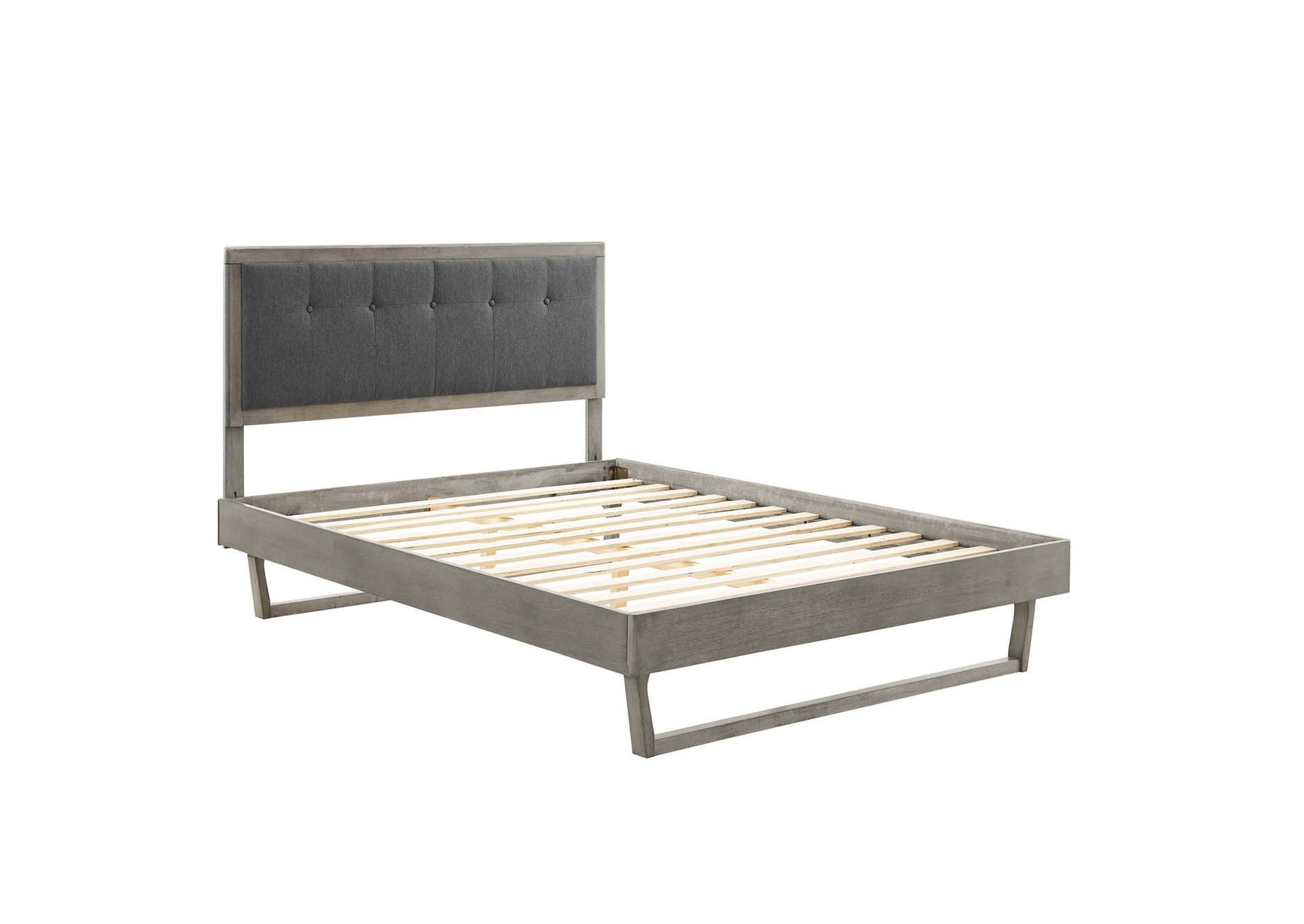 Gray Charcoal Willow Full Wood Platform Bed With Angular Frame,Modway