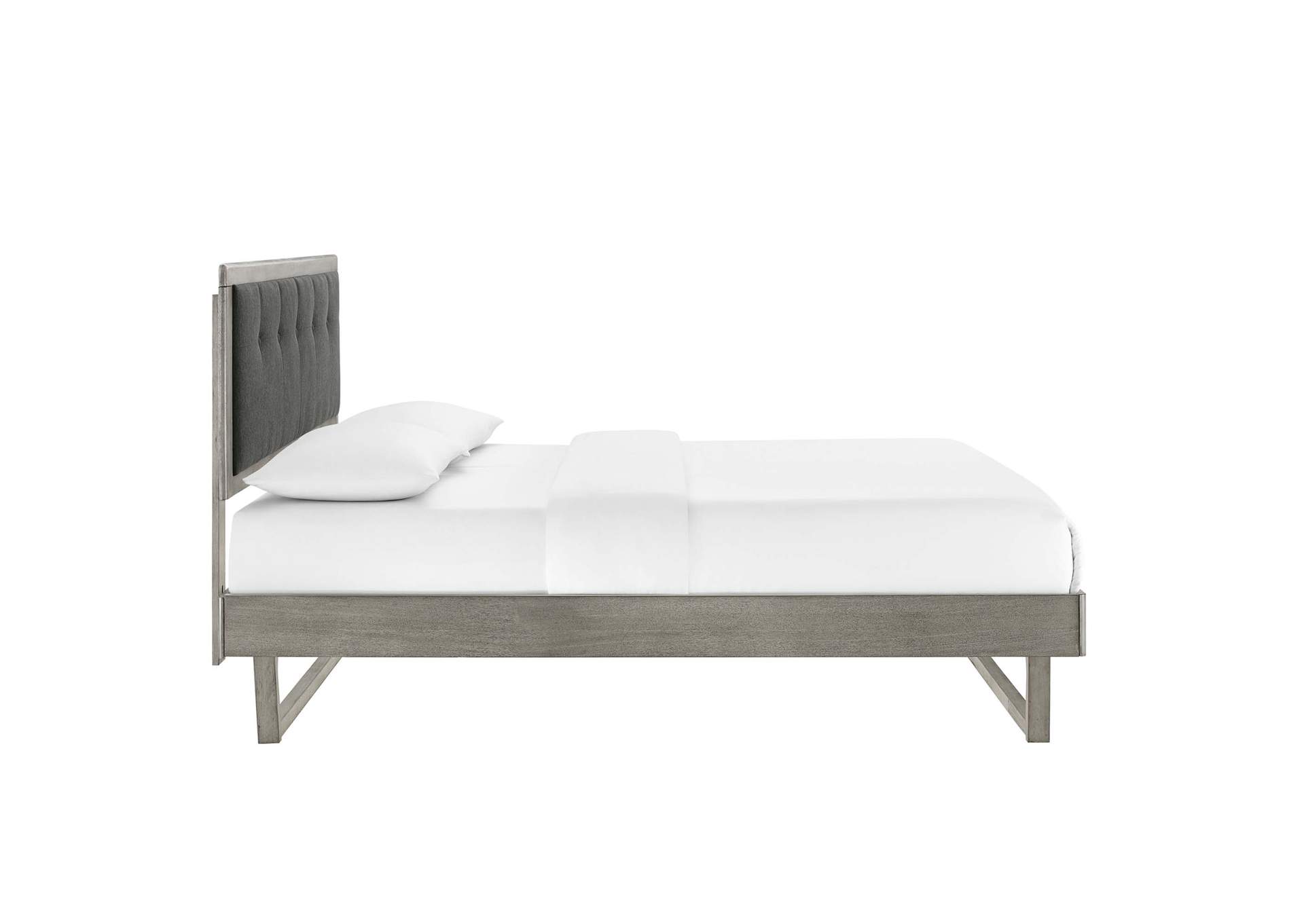 Gray Charcoal Willow Full Wood Platform Bed With Angular Frame,Modway