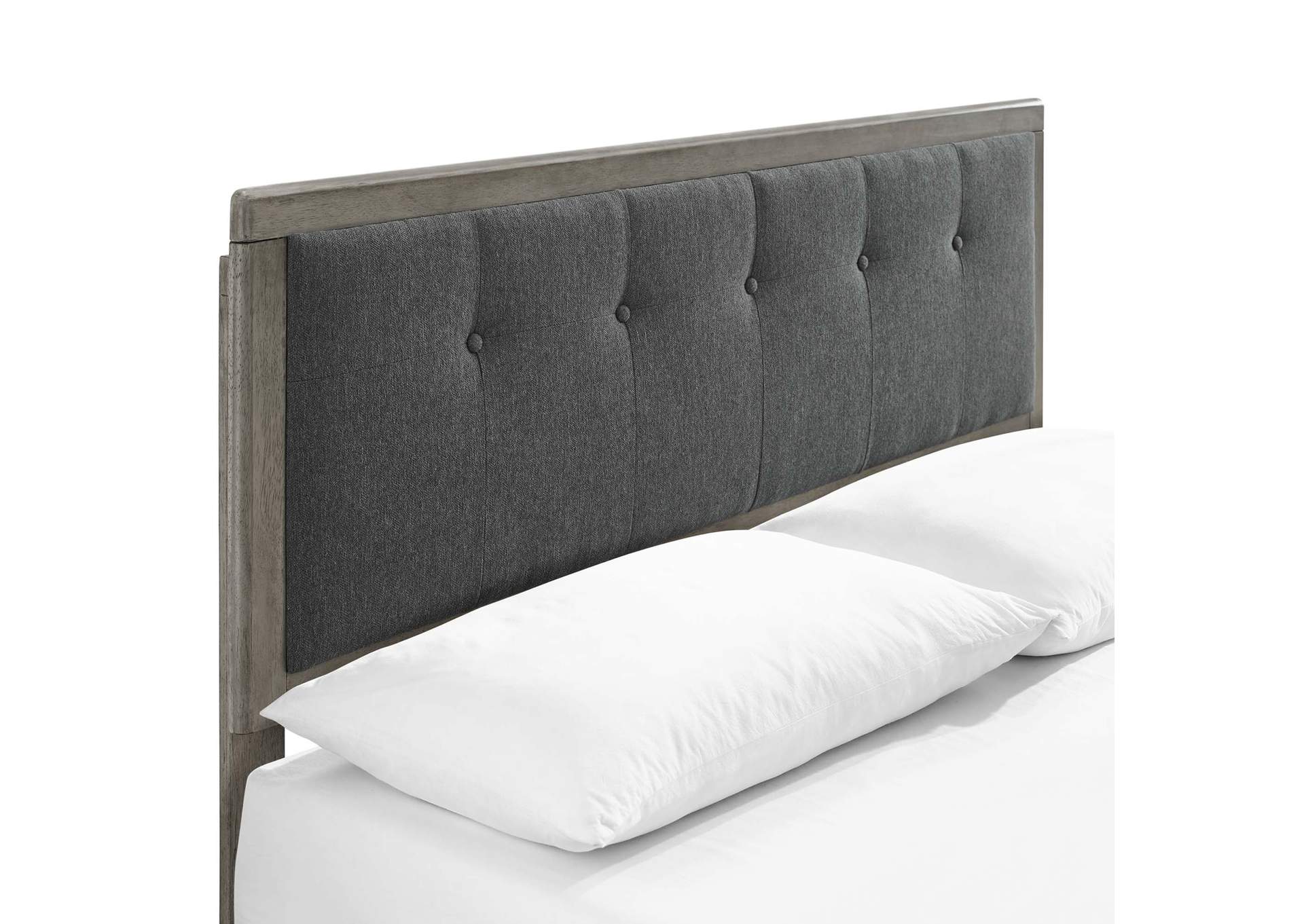 Gray Charcoal Willow Full Wood Platform Bed With Angular Frame,Modway